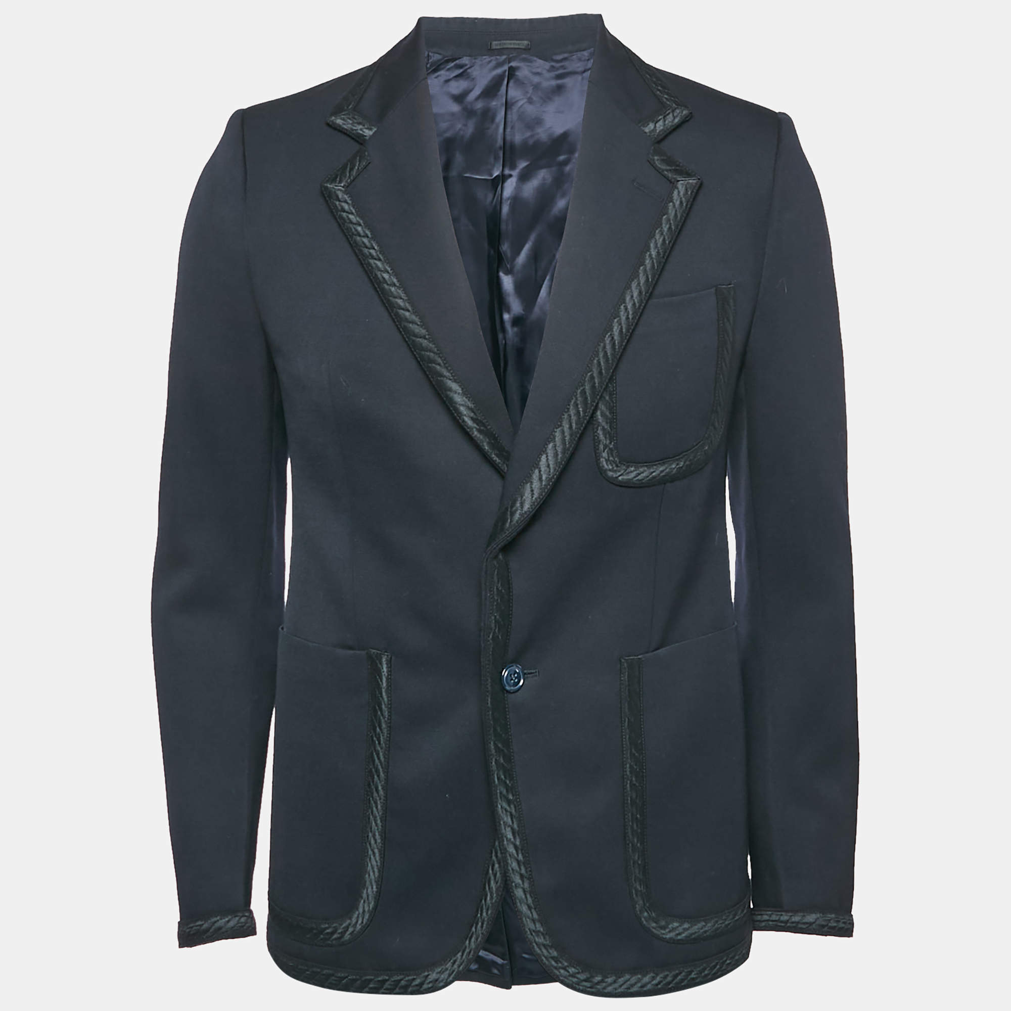 Pre Owned Alexander McQueen Navy Blue Wool Single Breasted Blazer M