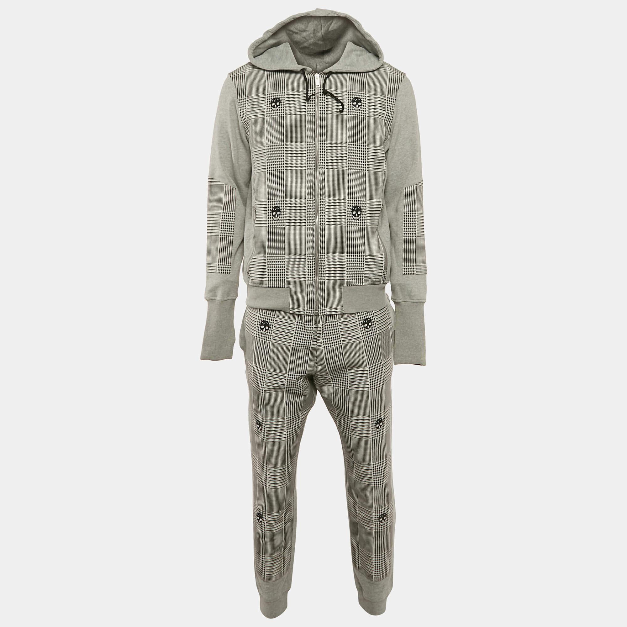 Alexander McQueen Grey Cotton Knit and Cotton Blend Hoodie and Pants Set L