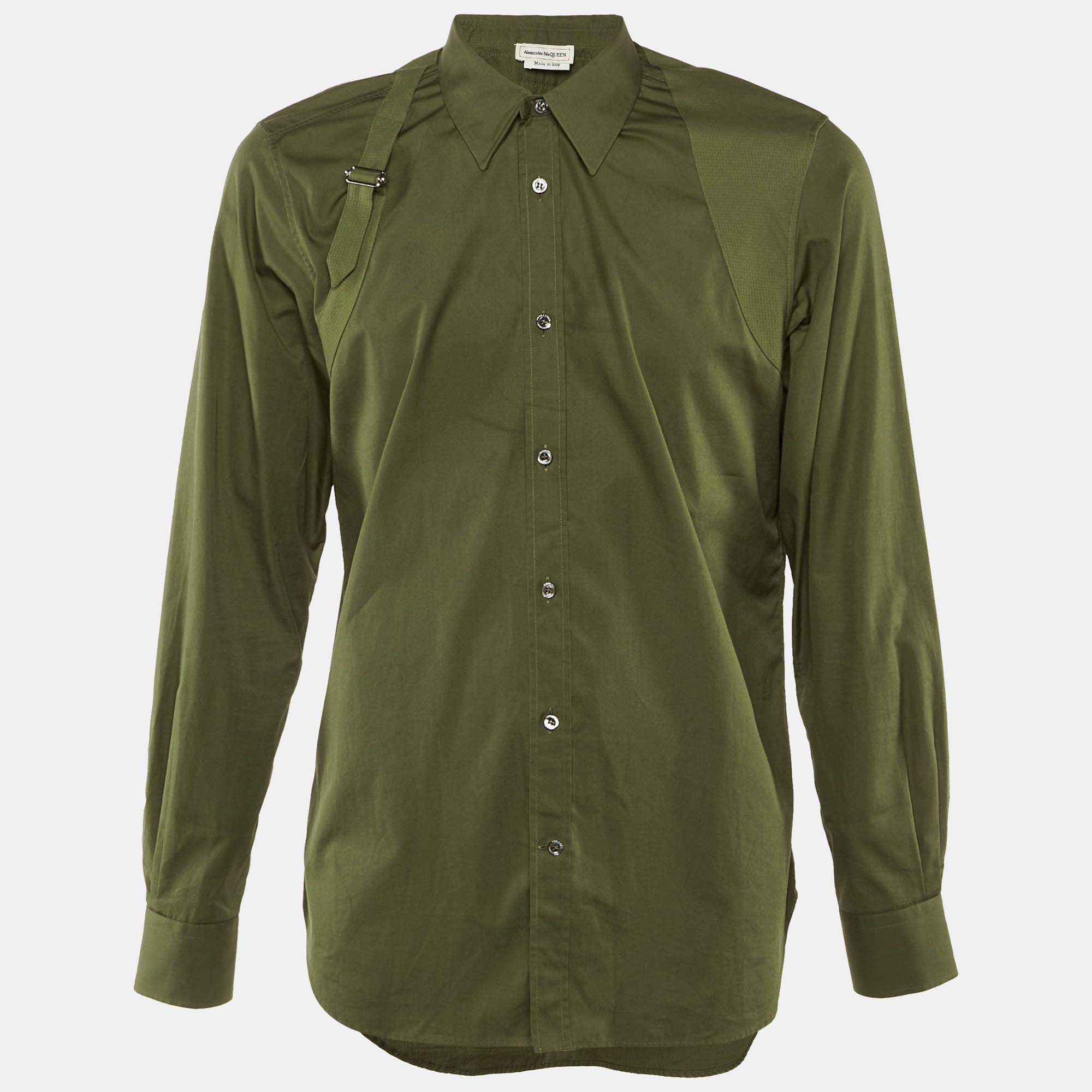 Pre Owned Alexander McQueen Green Cotton Button Front Shirt L