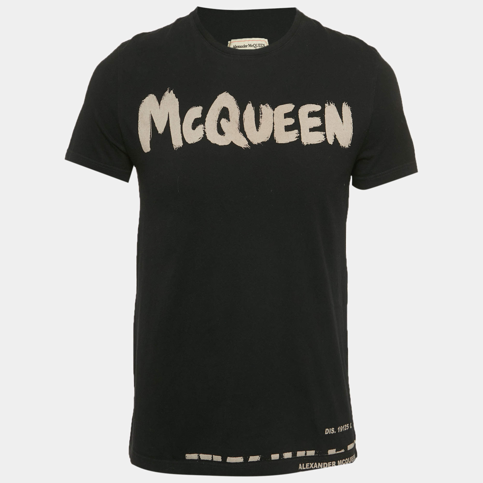 مملوكة مسبقًا Alexander McQueen Black Graffiti Logo Printed Cotton T-Shirt S