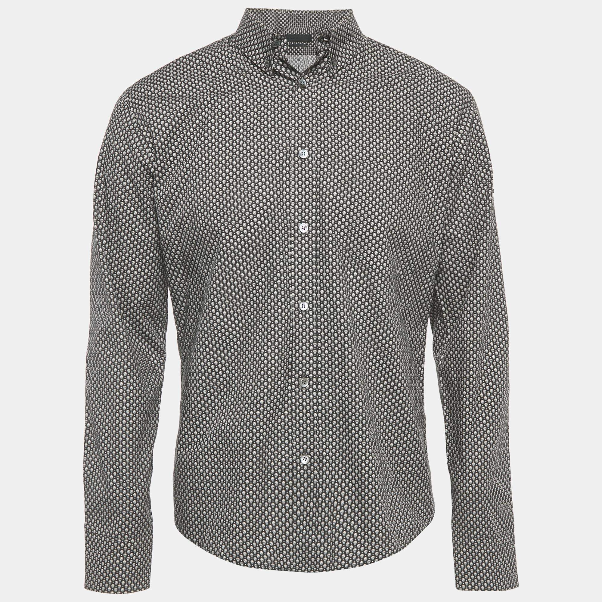 مملوكة مسبقًا Alexander McQueen Black Skull Print Cotton Long Sleeve Shirt M