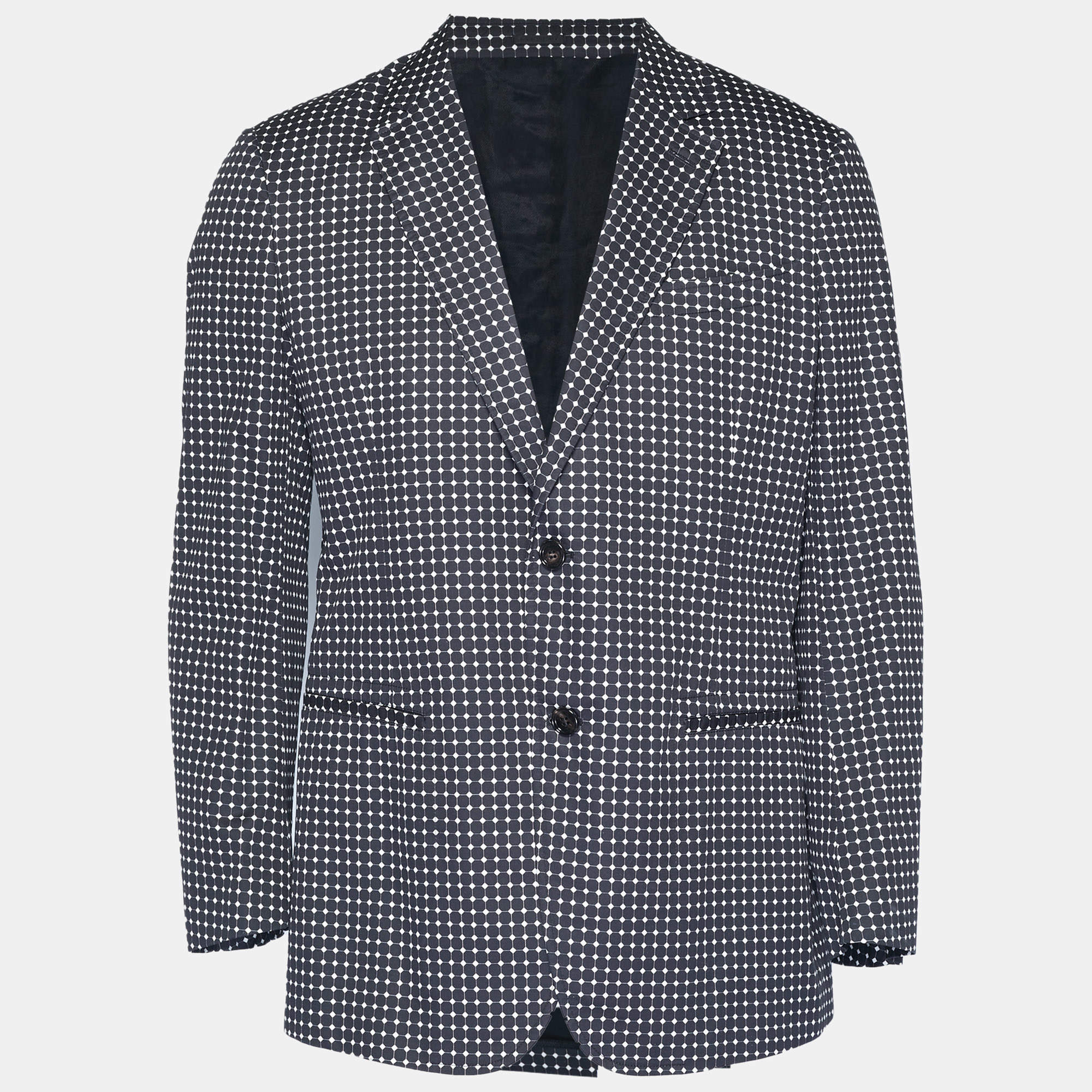 مملوكة مسبقًا بليزر ألكسندر ماكوين قطن أسود مطبوع بزر واحد مقاس كبير جداً - إكسترا لارج