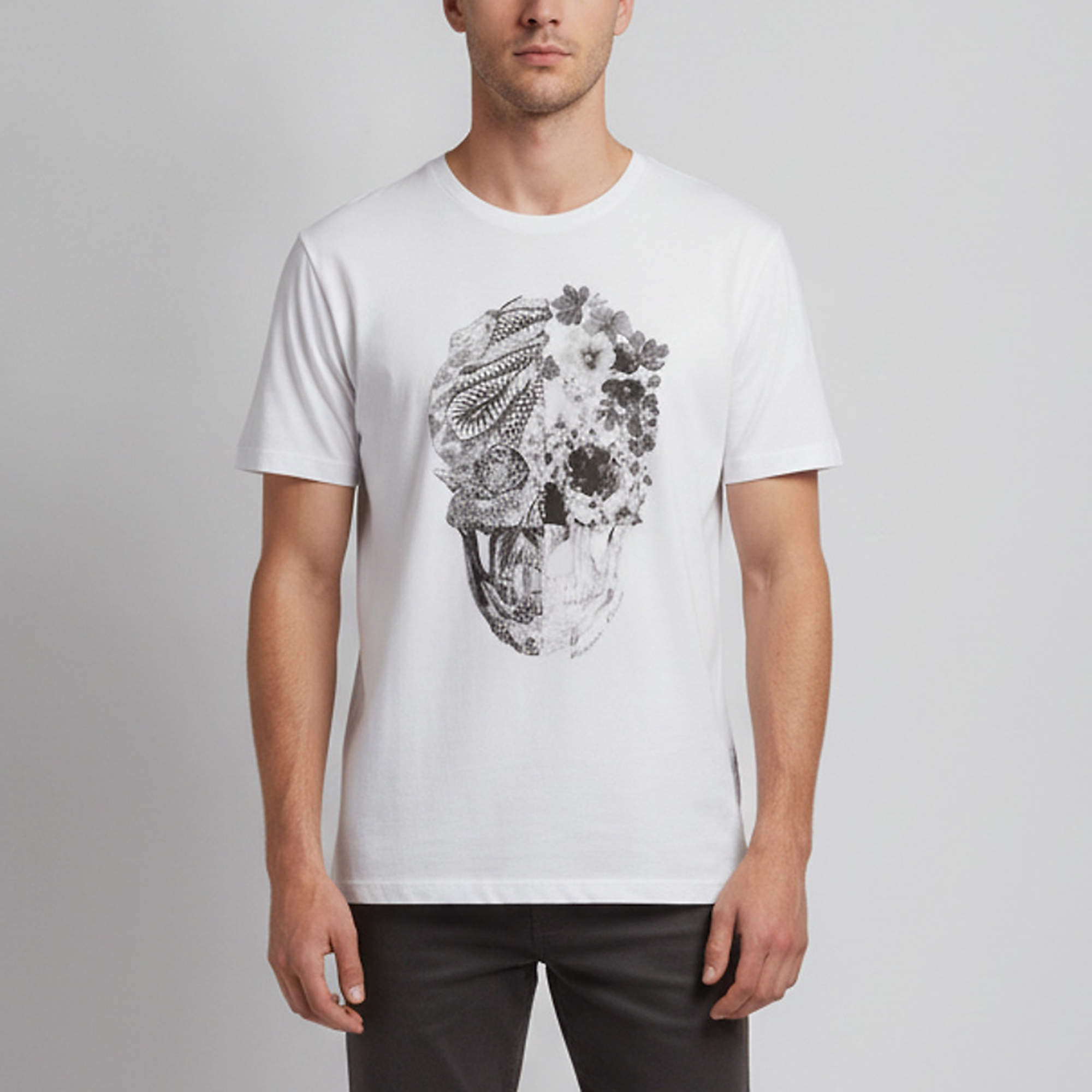 Pre Owned Alexander McQueen White Skull Print Jersey Short Sleeve T-Shirt XXL 