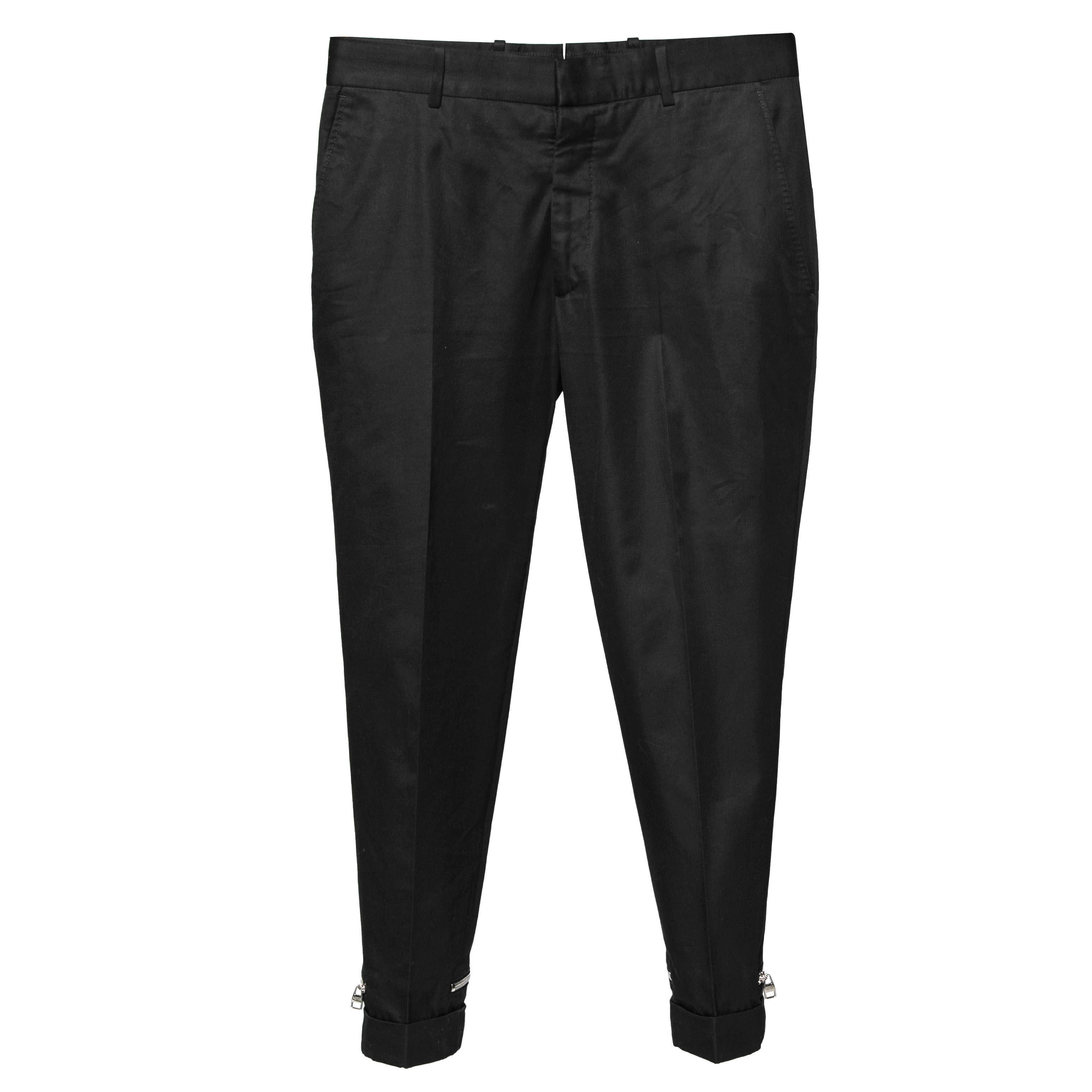 Pre Owned Alexander McQueen Black Cotton Zipped Hem Detailed Trousers M