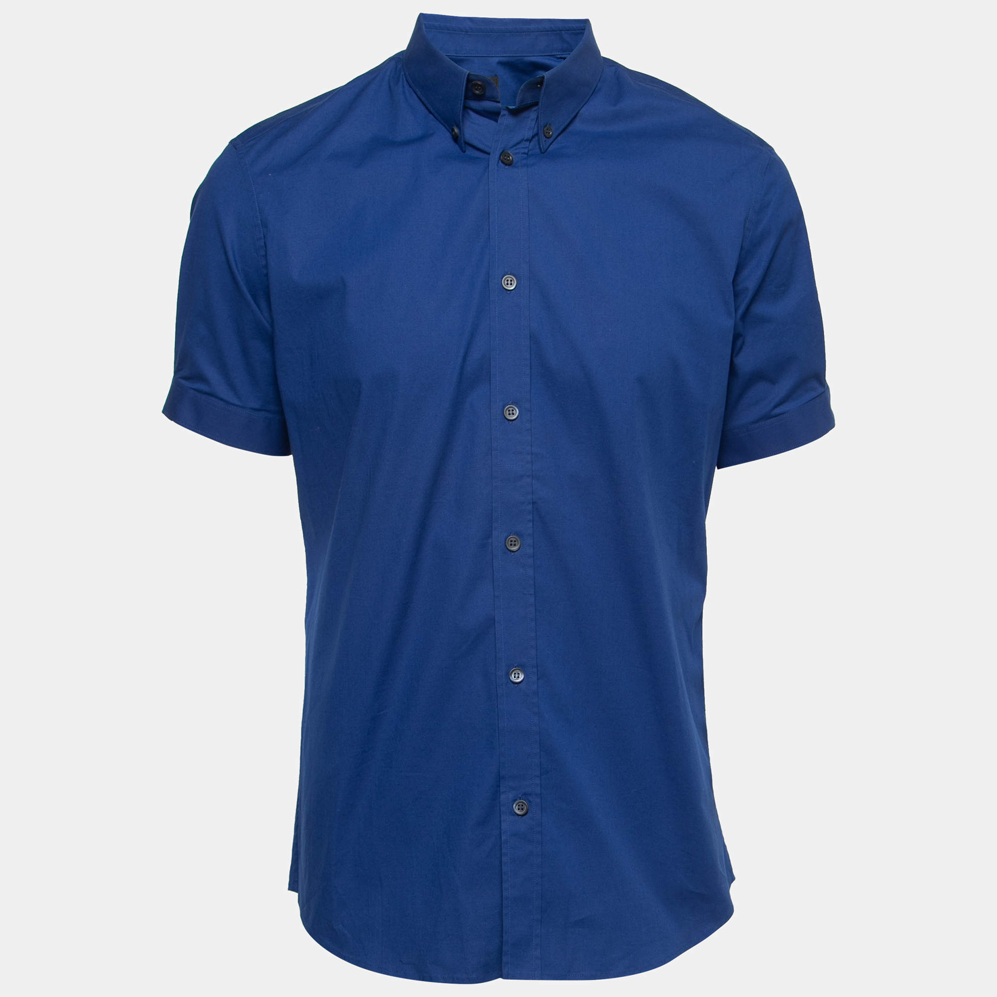 Tシャツ・カットソー alexander mcqueen Blue Shirt with Buttons in Cotton Man Alexander McQueen Blue Cotton Button Front Full Sleeve Shirt