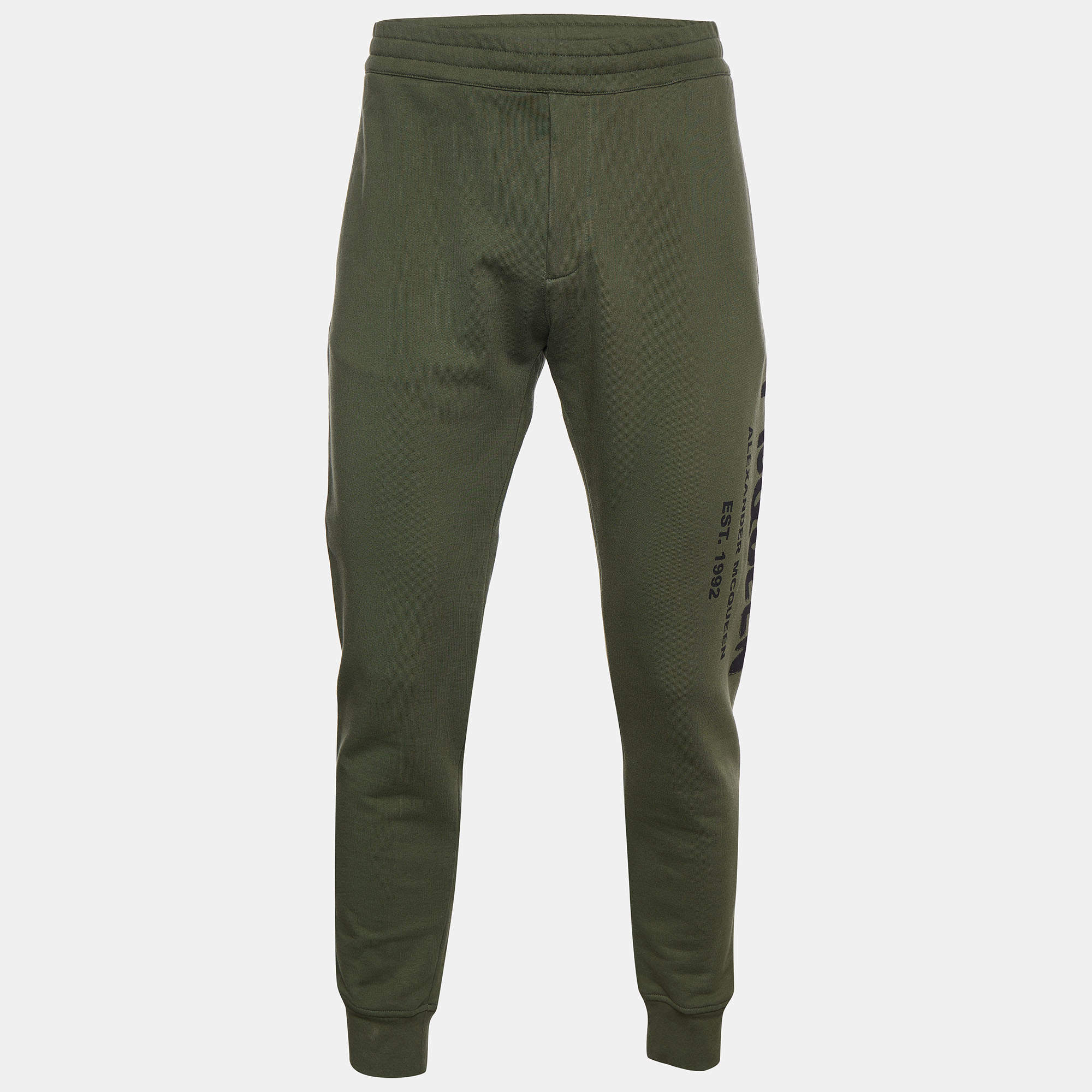 Pre Owned Alexander McQueen Green Cotton Knit Jogger Pants M