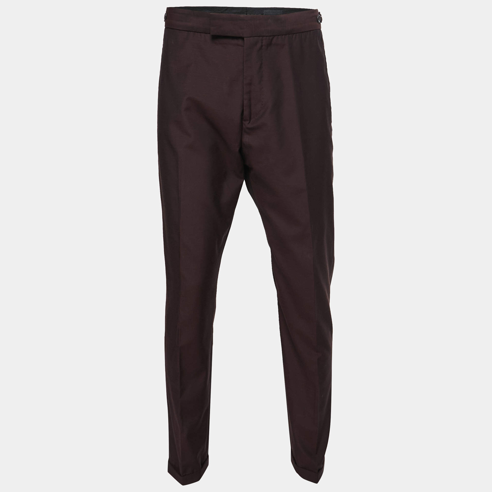 Pre Owned Alexander McQueen Burgundy Crepe Trousers 2XL