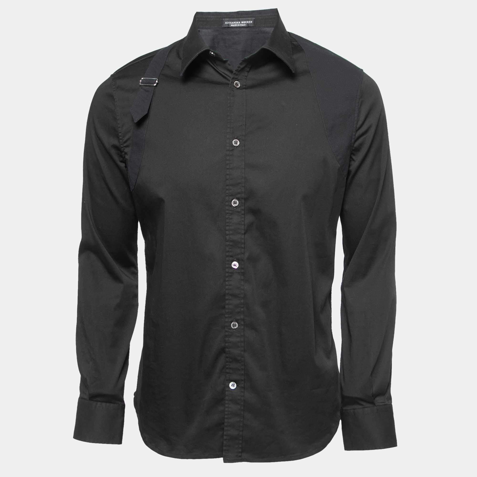 Pre Owned Alexander McQueen Black Cotton Full Sleeve Shirt L