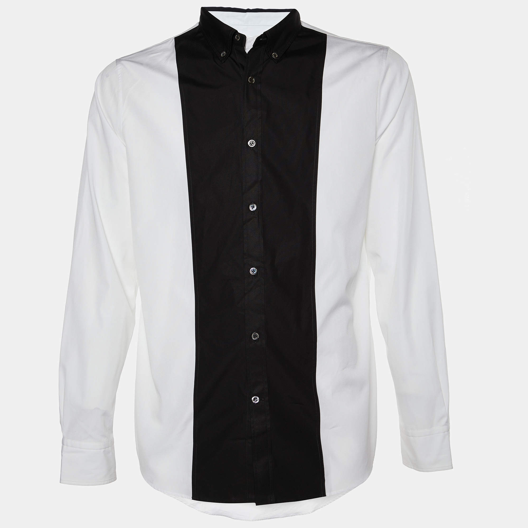 Pre Owned Alexander McQueen White Cotton Contrast Detail Double Collar & Placket Shirt XL