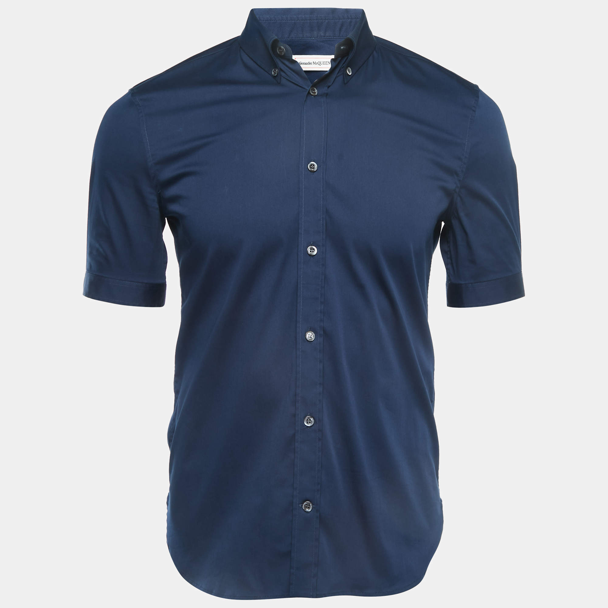 Tシャツ・カットソー alexander mcqueen Blue Shirt with Buttons in Cotton Man Alexander McQueen Men's Harness Shirt in Ink Blue Alexander