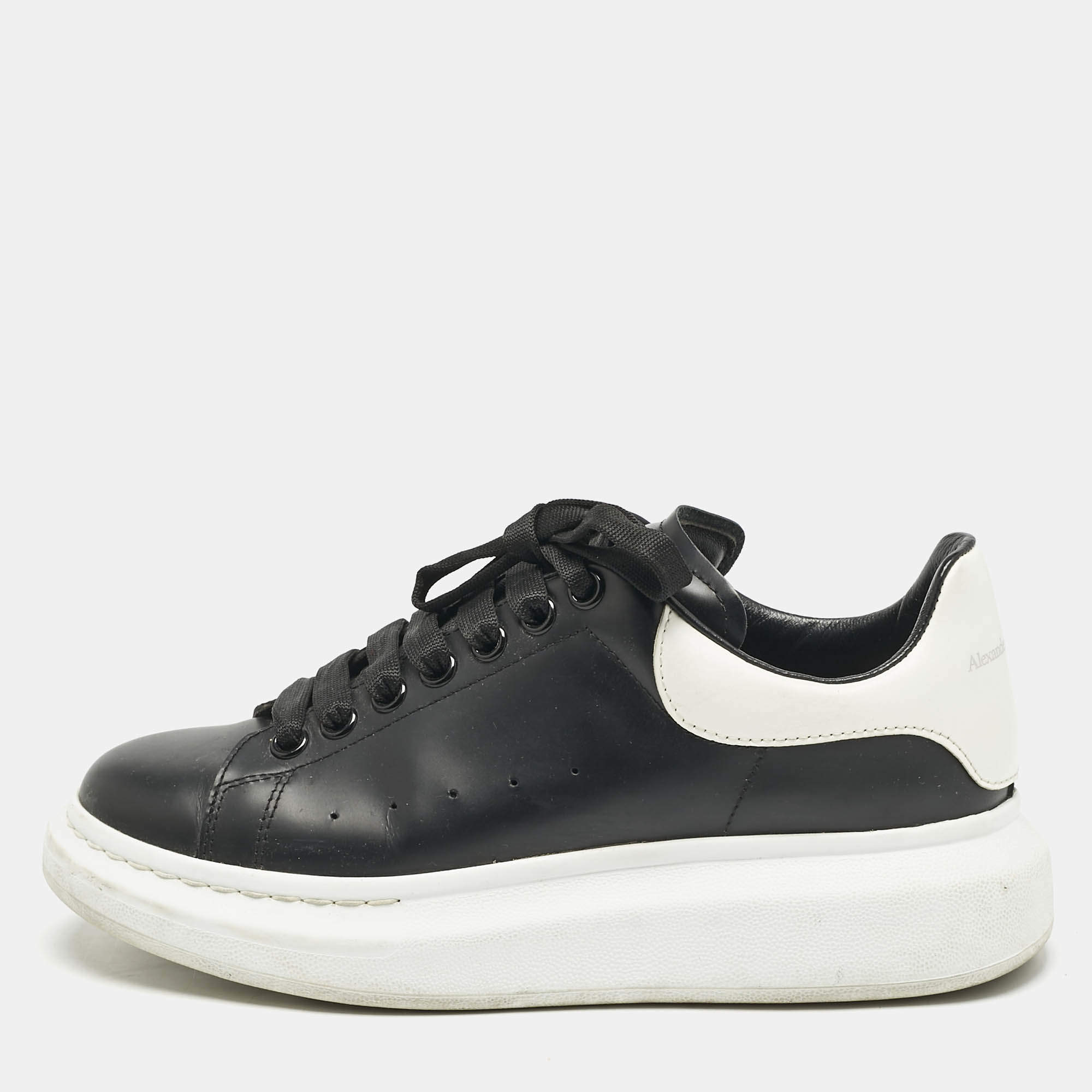Alexander McQueen Black/White Leather Larry Sneakers Size 40