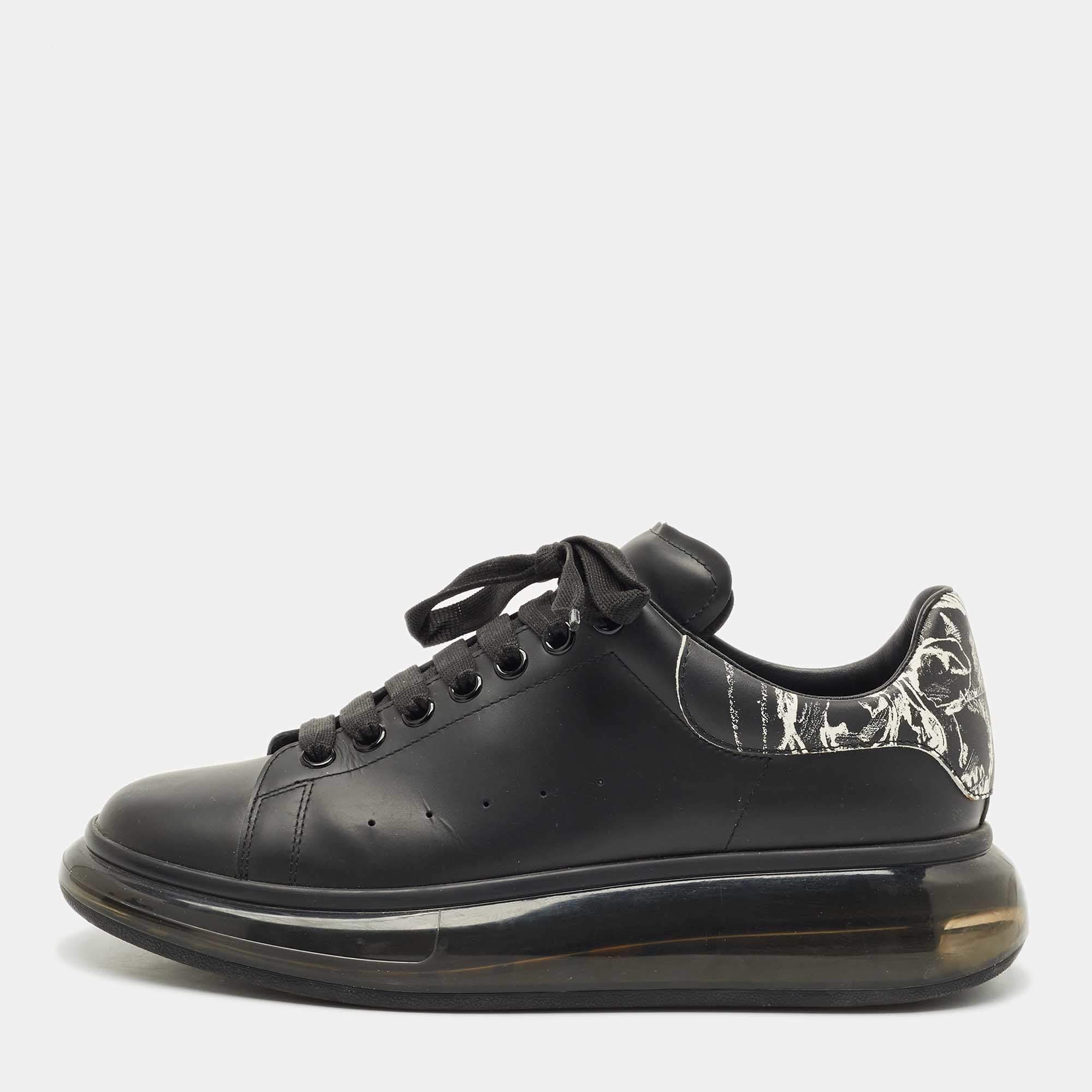 Alexander McQueen Black/White Leather Larry Sneakers Size 43