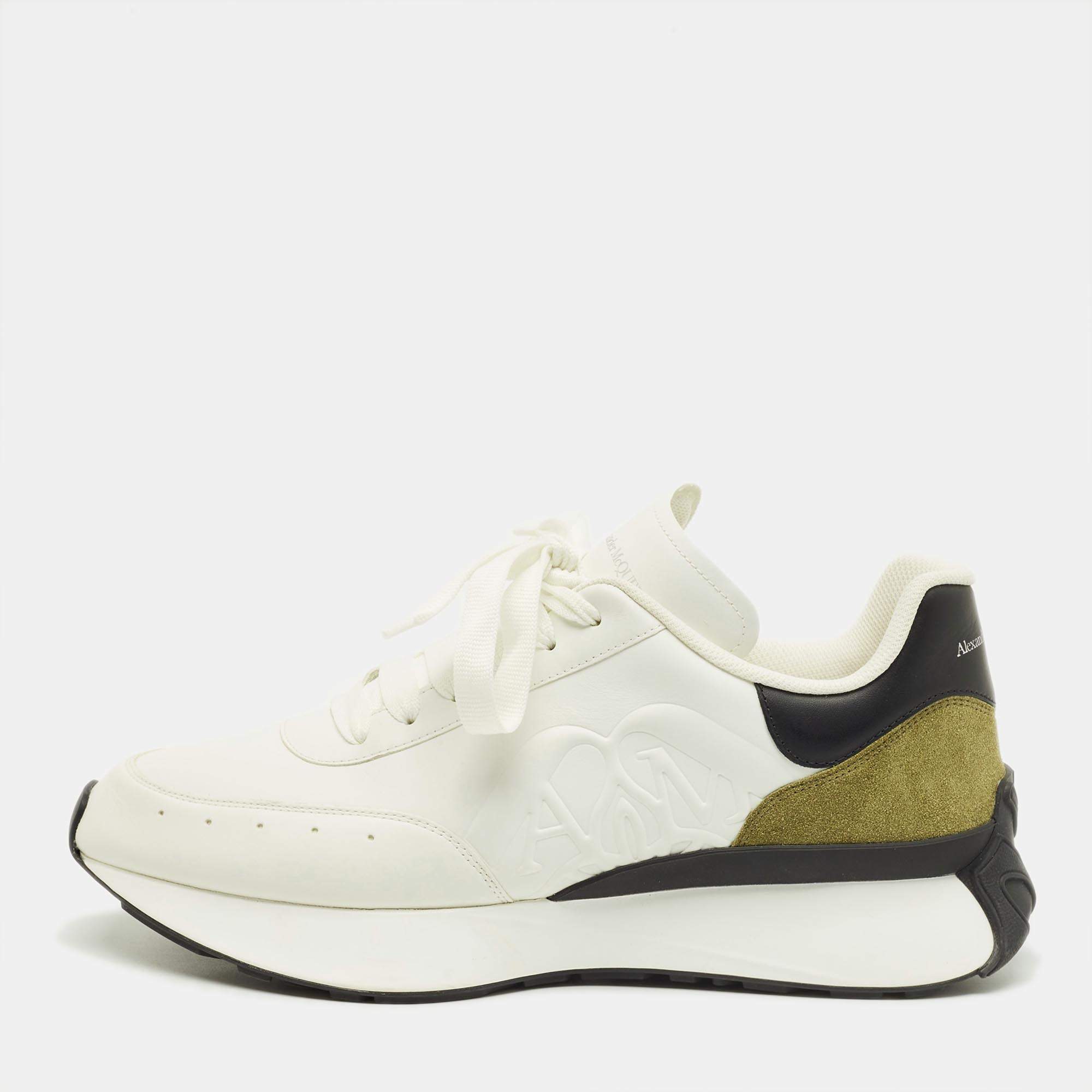 Pre Owned Alexander McQueen Multicolor Leather and Suede Sprint Runner Sneakers Size 45