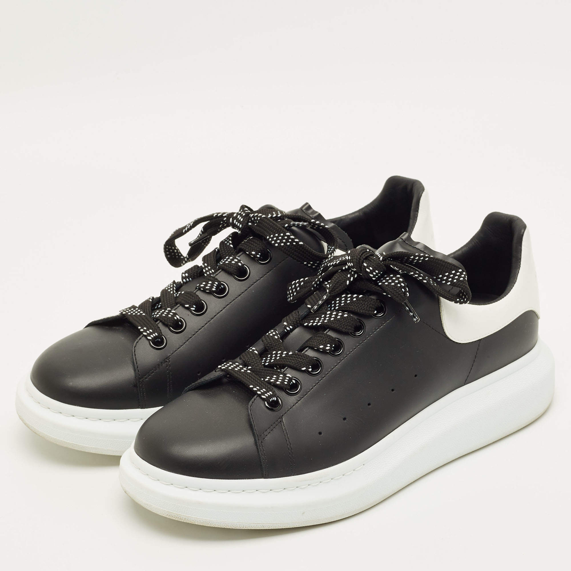 Alexander McQueen Black/White Leather Oversized Sneakers Size 41