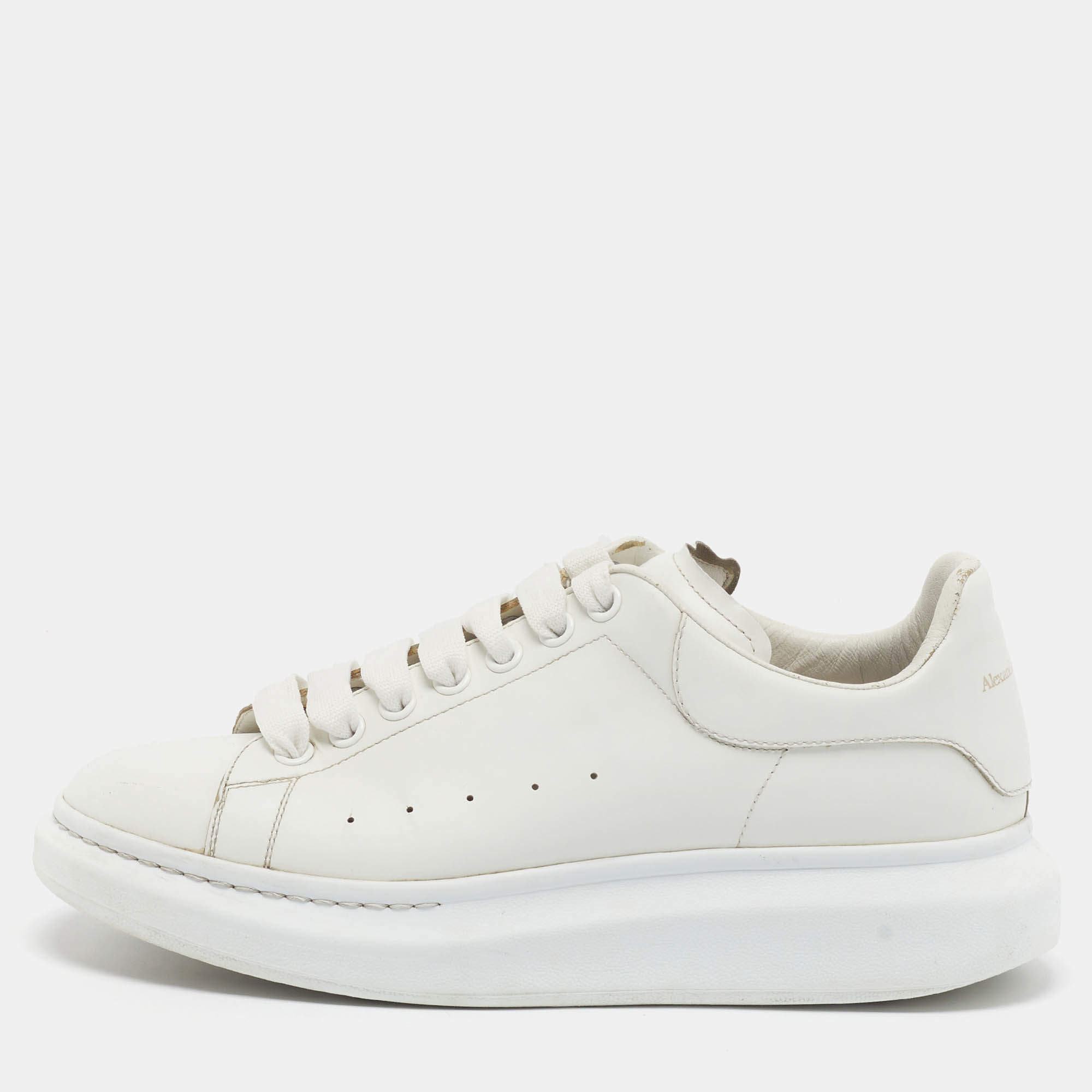 Pre Owned Alexander McQueen Oversized Size 43 White Leather Lace Up Sneakers