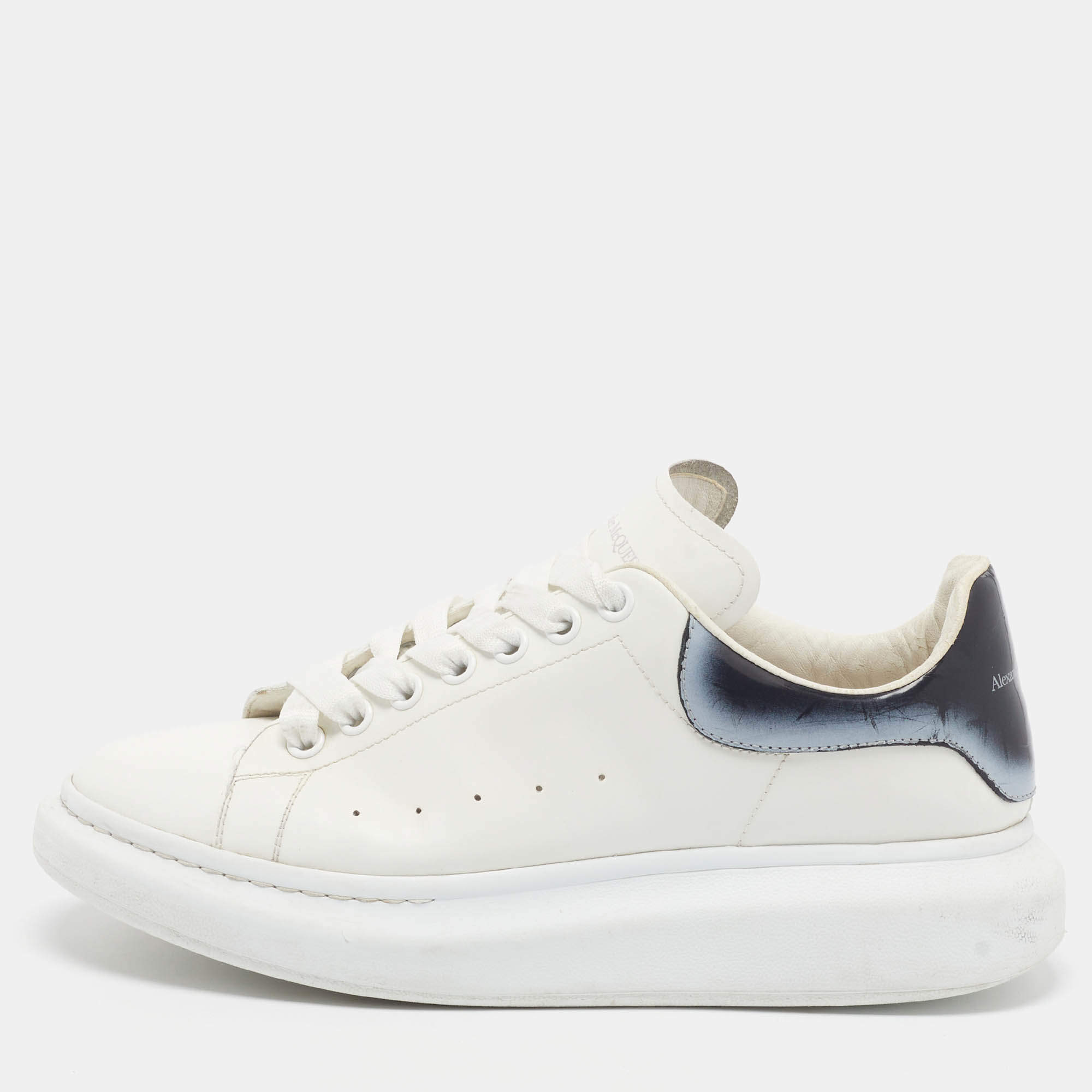 Pre Owned Alexander McQueen Oversized Size 43 White Leather Lace Up Sneakers