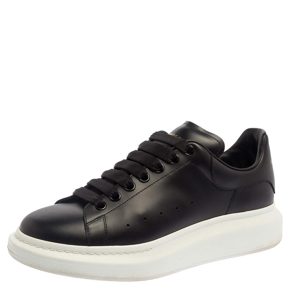 Alexander McQueen Black Leather Larry Low Top Sneaker Size 42.5