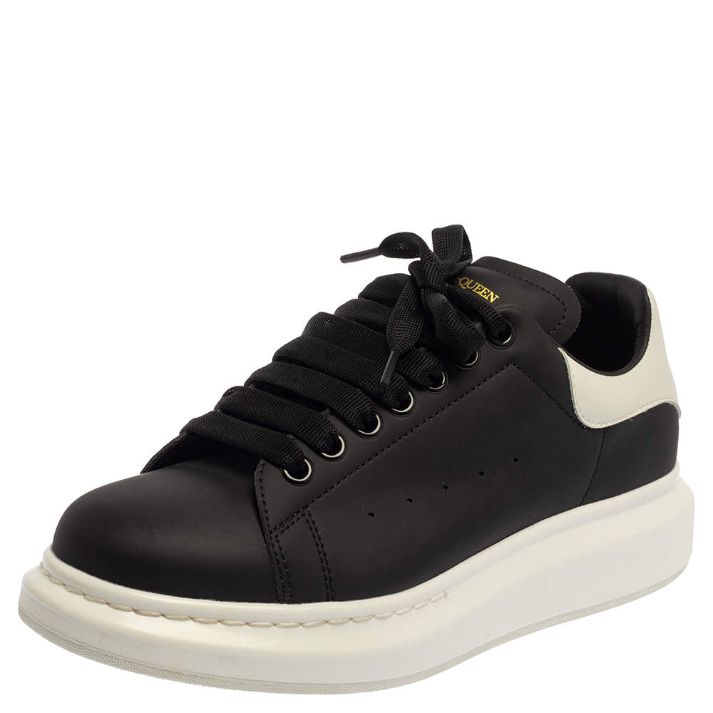  Alexander McQueen Black/White Leather Oversized Sneakers Size 43