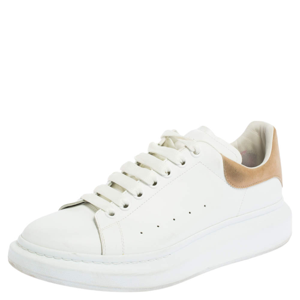 Pre Owned Alexander McQueen White Leather and Suede Oversized Sneakers Size 44