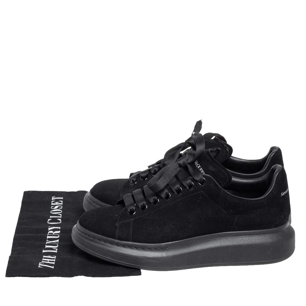 Alexander McQueen Black Suede Oversized Low Top Sneakers Size 40