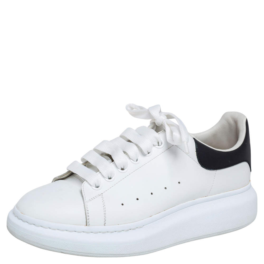 Alexander McQueen White/Black Leather Oversized Sneakers Size 41