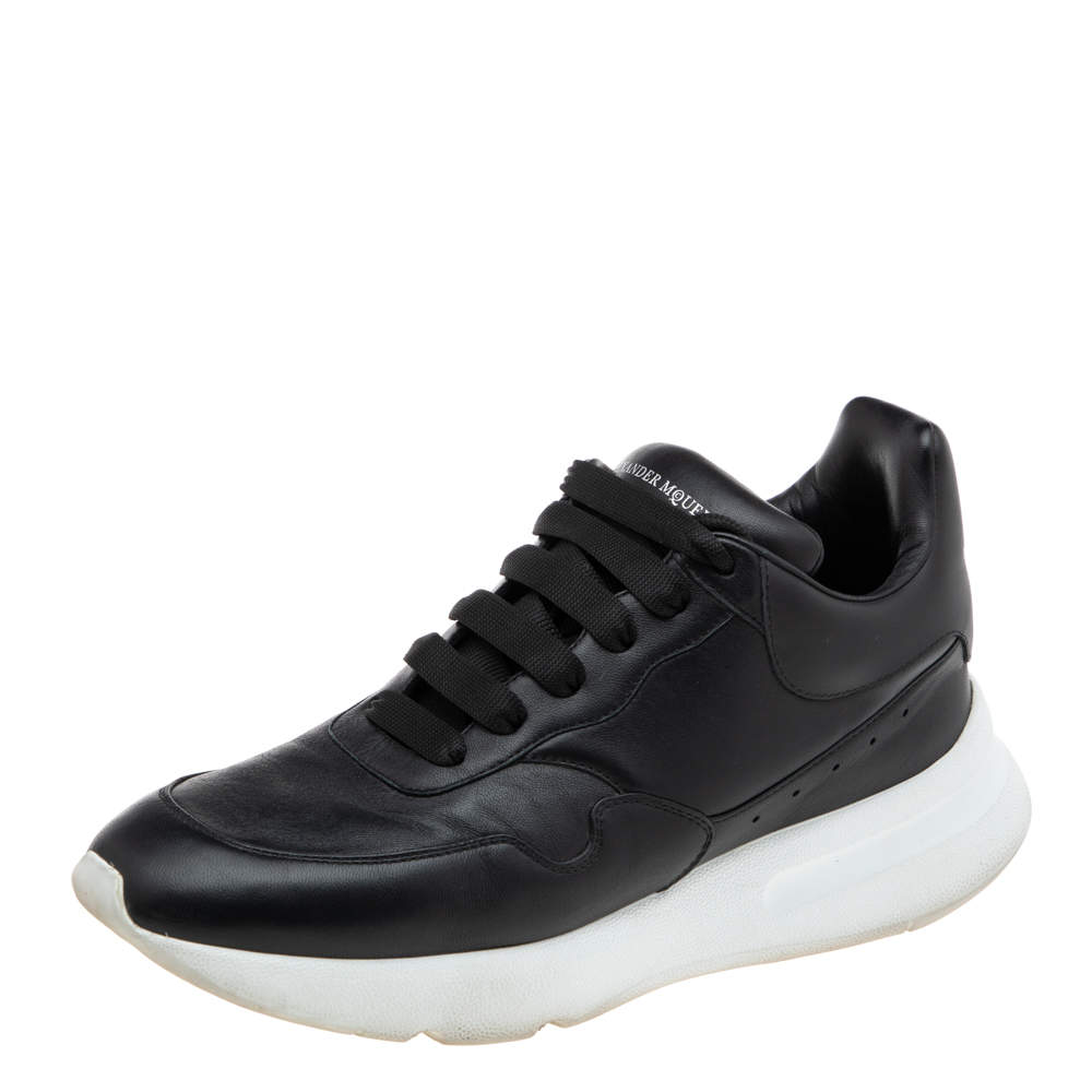 Pre Owned Alexander McQueen Black Leather Larry Oversized Sneakers Size 41