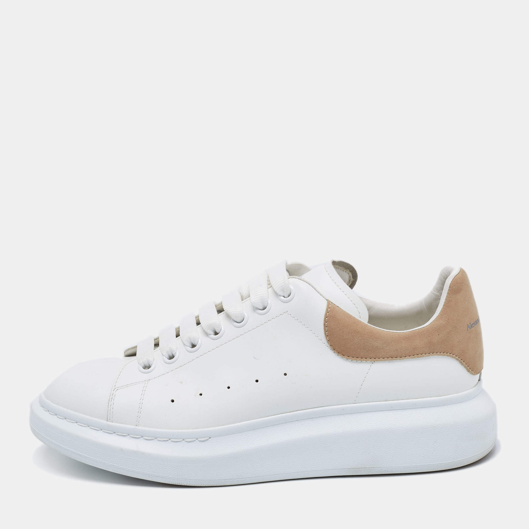 Alexander McQueen White/Beige Leather And Suede Oversized Sneaker Size 43