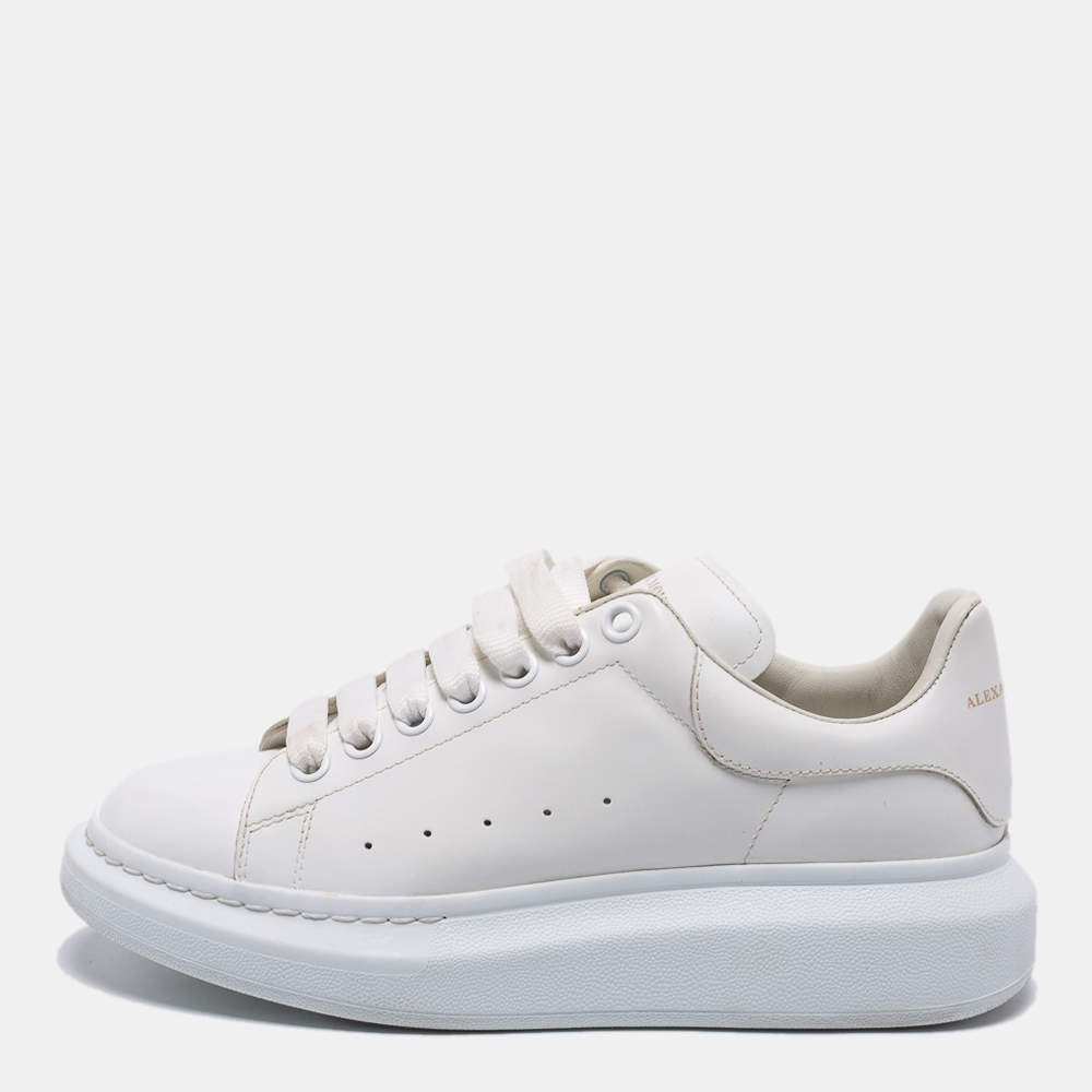 Pre Owned Alexander McQueen White Leather Oversized Sneakers Size 39