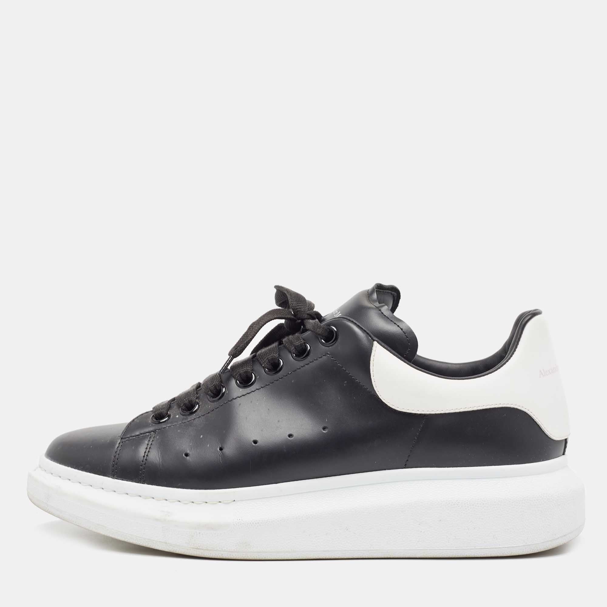 Alexander McQueen Black White Leather Oversized Sneakers Size 43.5 Alexander McQueen TLC