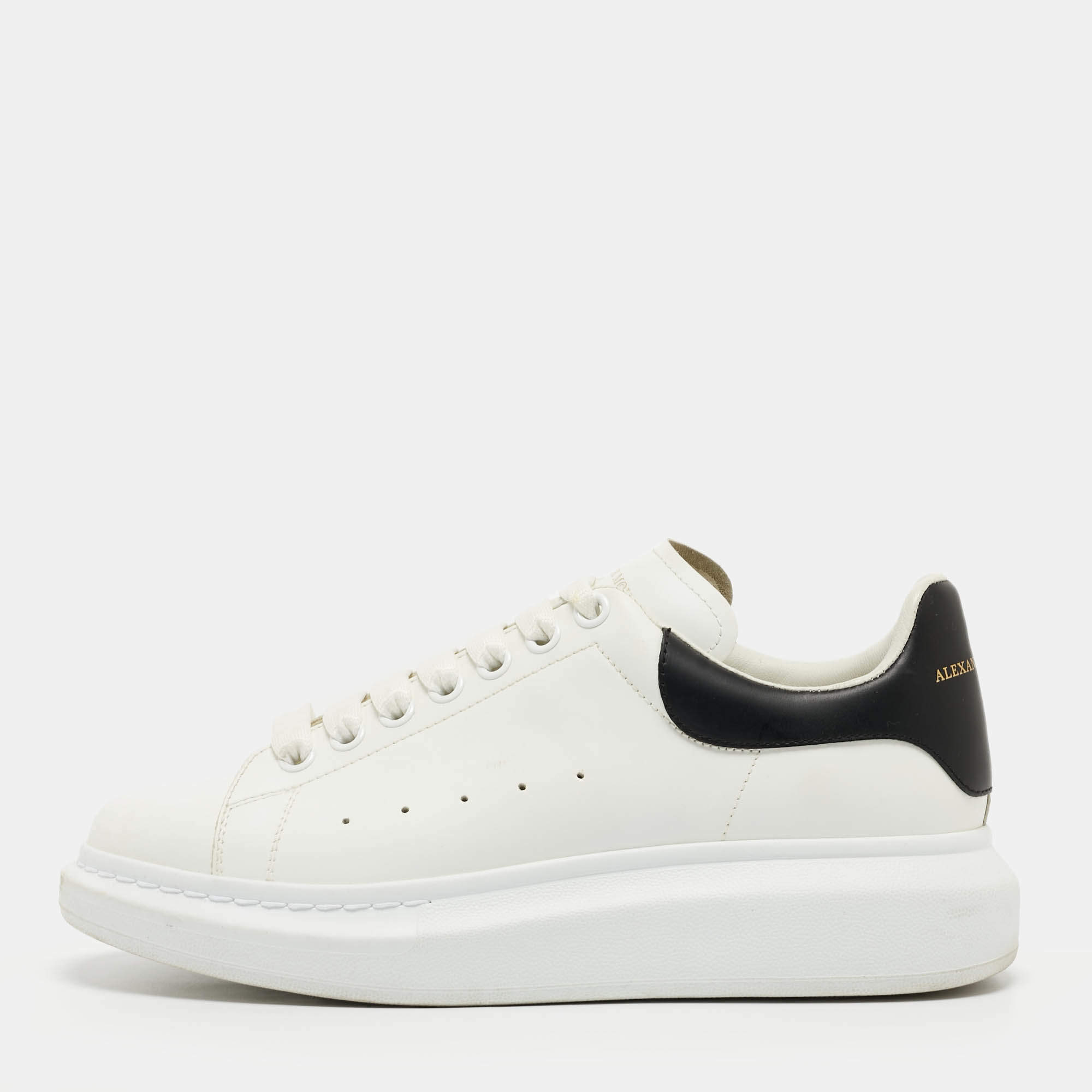 Alexander McQueen White/Black Leather Oversized Sneakers Size 41