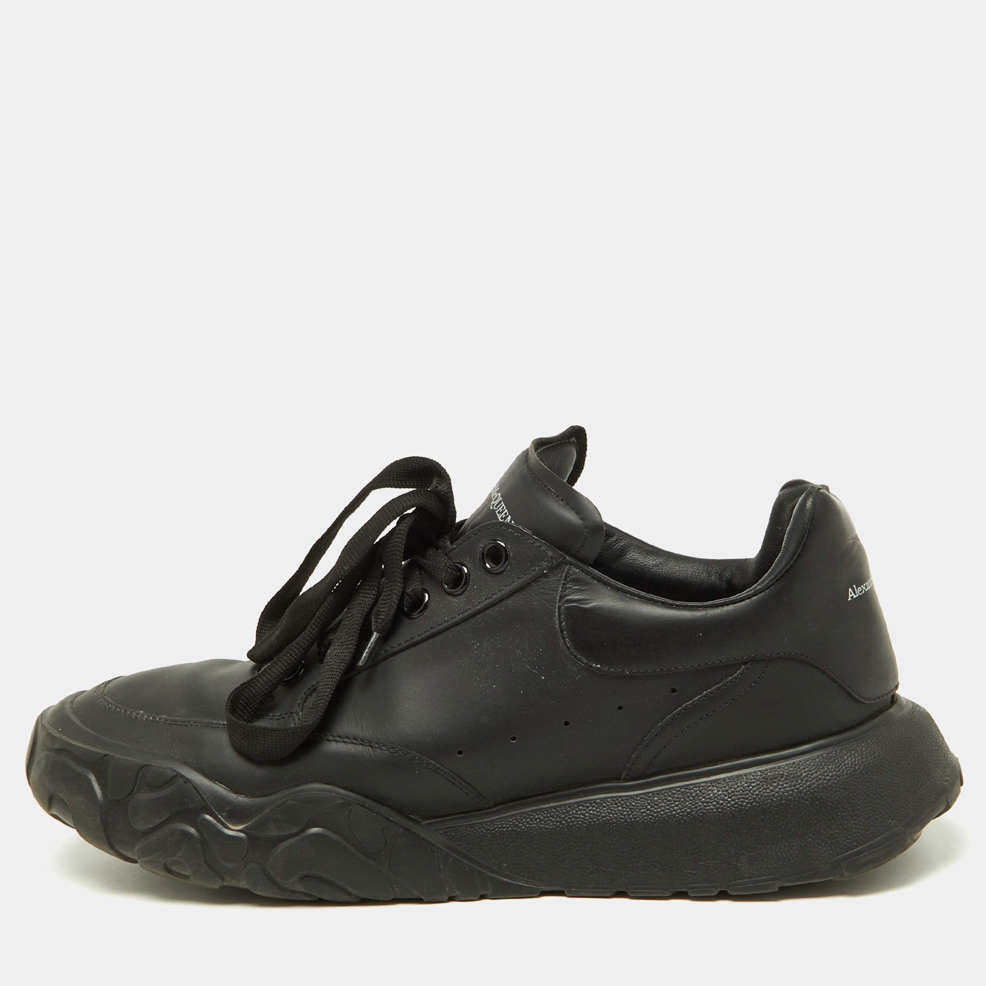 Alexander McQueen Black Leather Oversized Runner Low Top ...