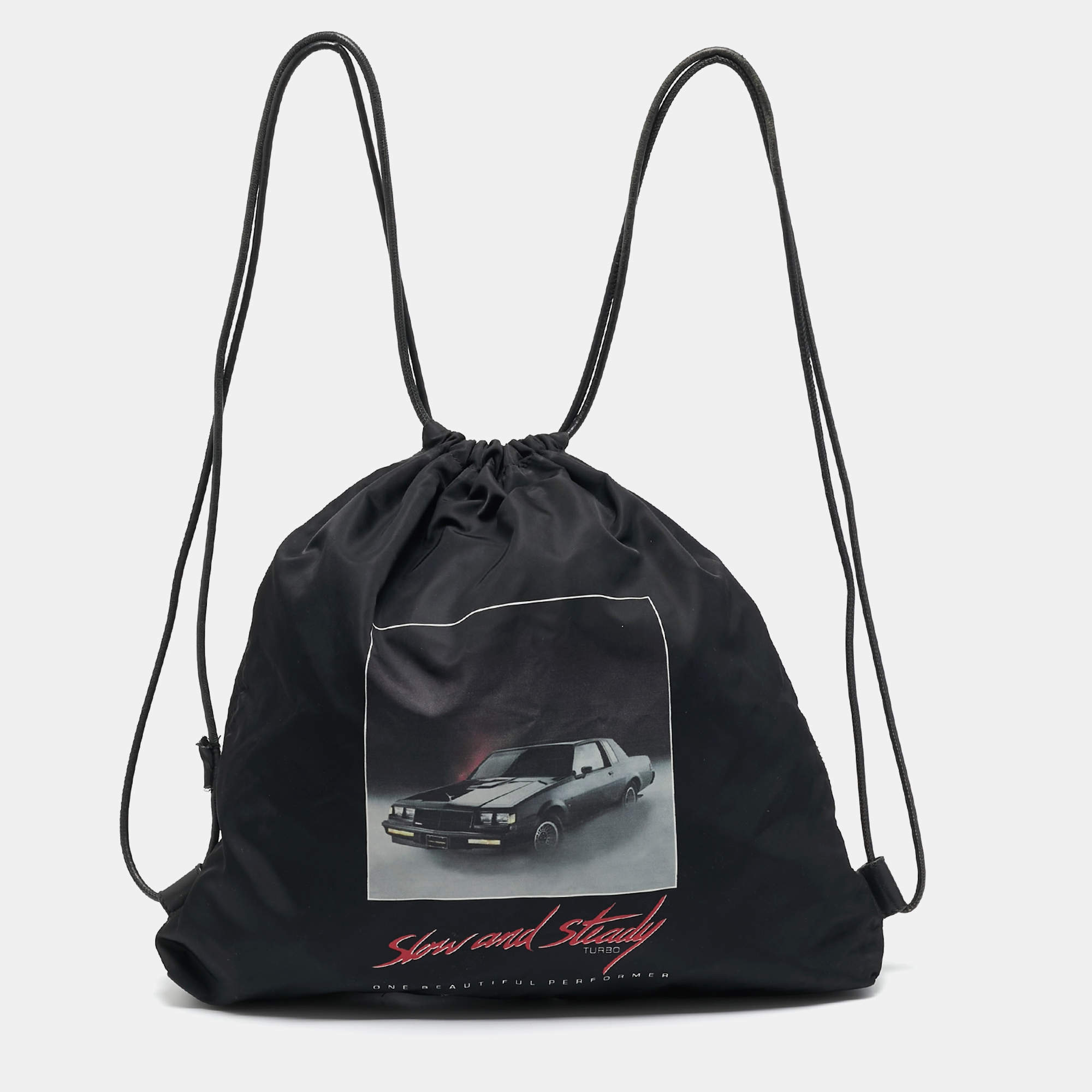 Alexander Wang Black Nylon Slow and Steady Wallie Gym Sack Backpack