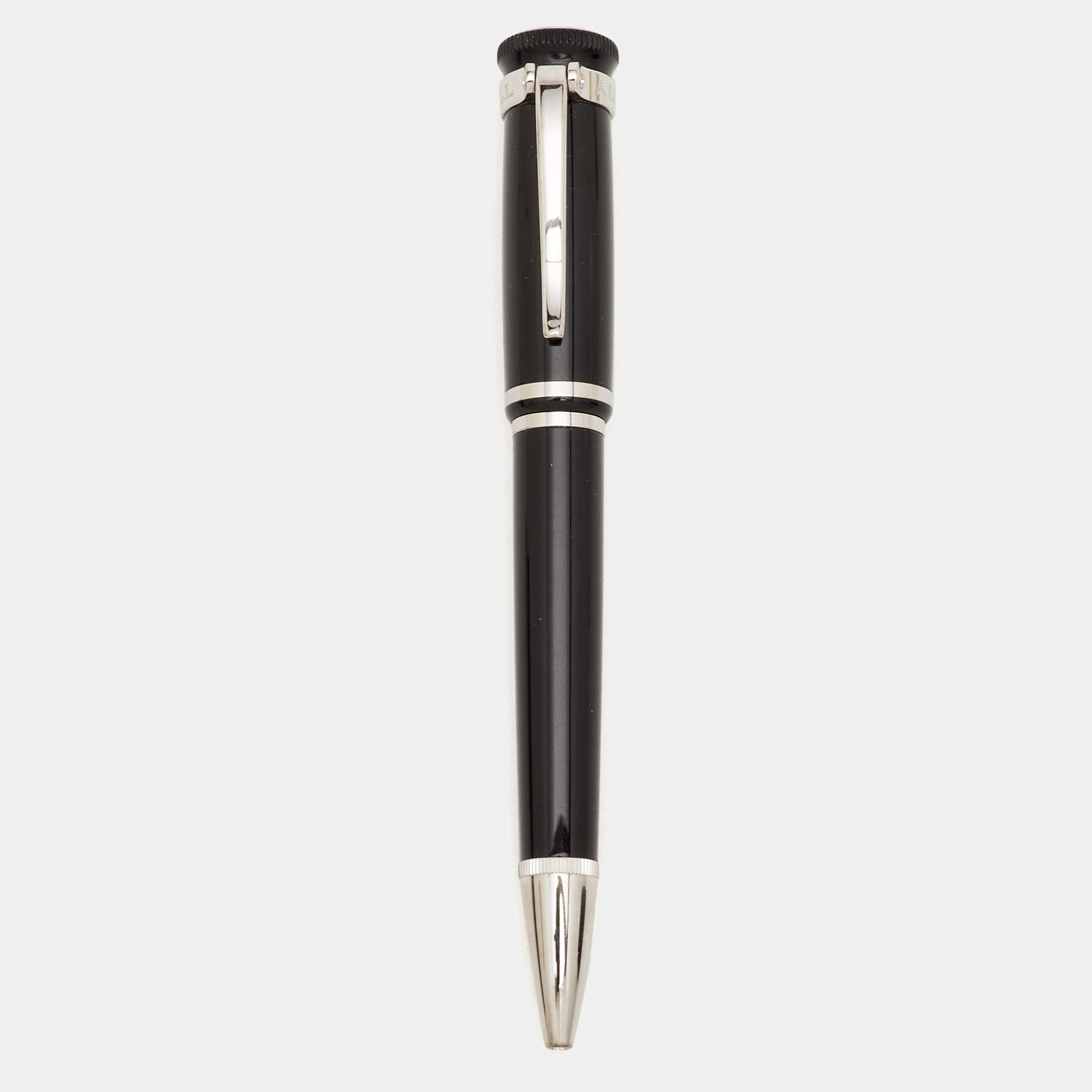 Pre Owned Alfred Dunhill Black Resin Silver Tone Ballpoint Pen
