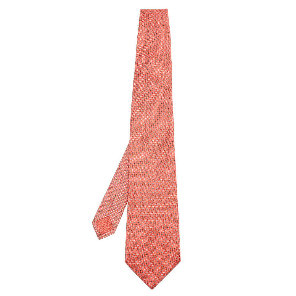 Alfred Dunhill Coral Floral Motif Silk Tie