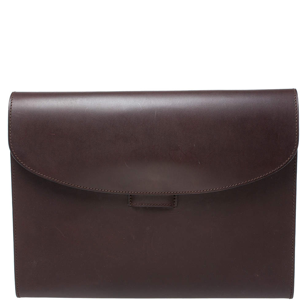 Alfred Dunhill Dark Brown Leather Flap Document Case
