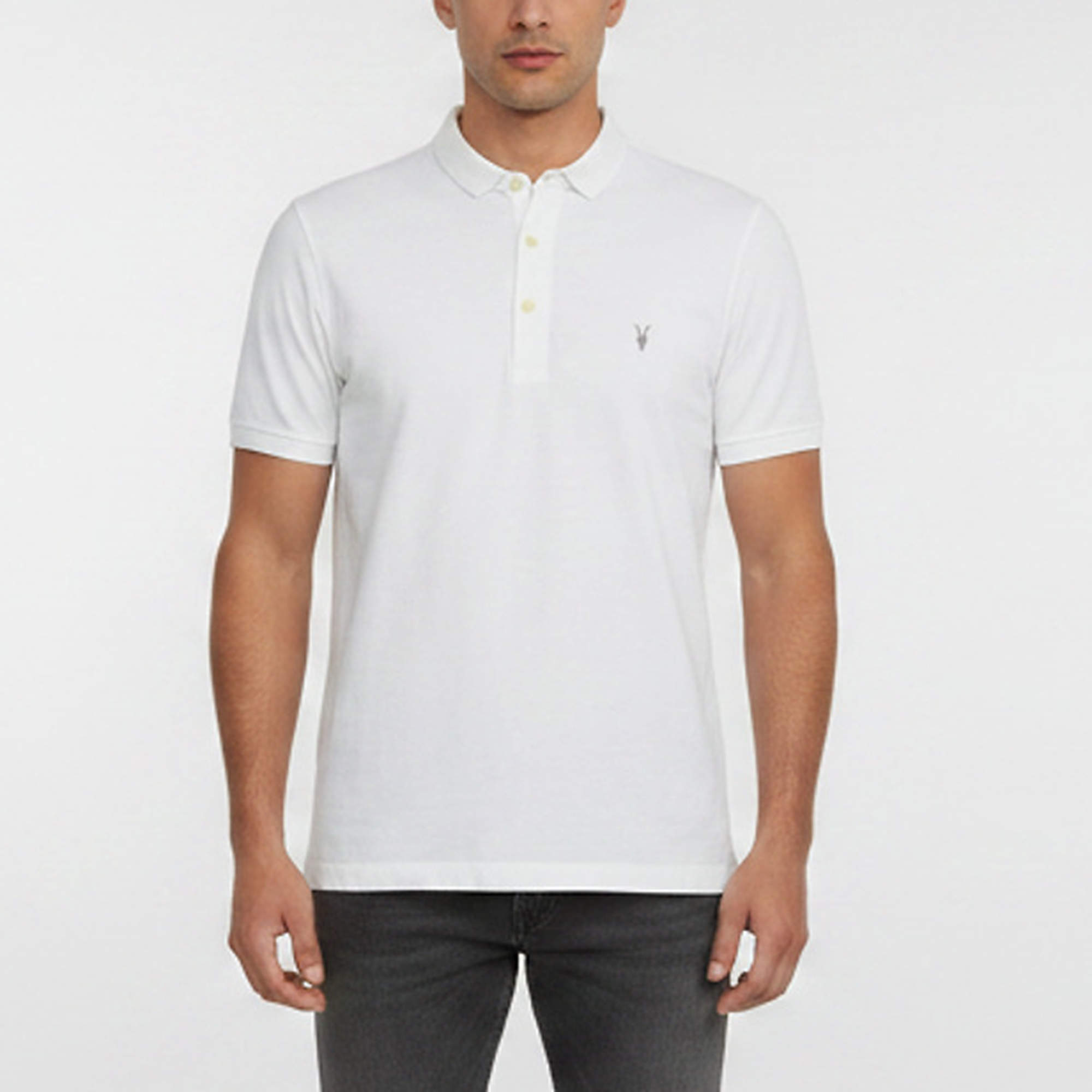 Pre Owned All Saints قميص قطني بيكيه أبيض بأكمام قصيرة مقاس متوسط