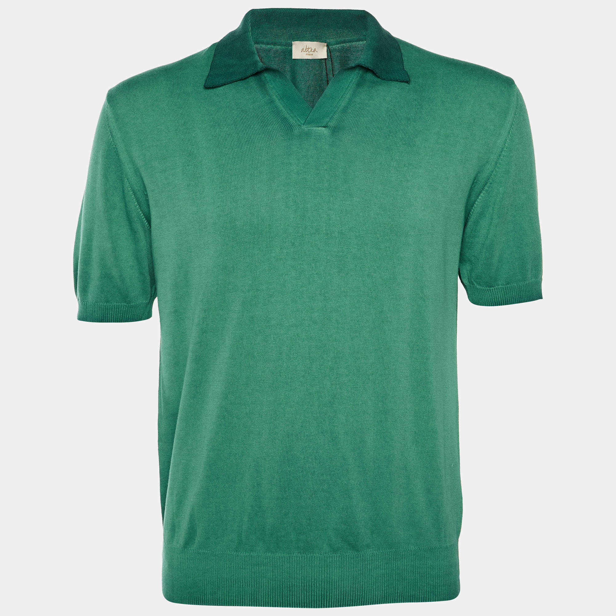 Pre Owned Altea Green Ombre Cotton Knit Polo T-Shirt L