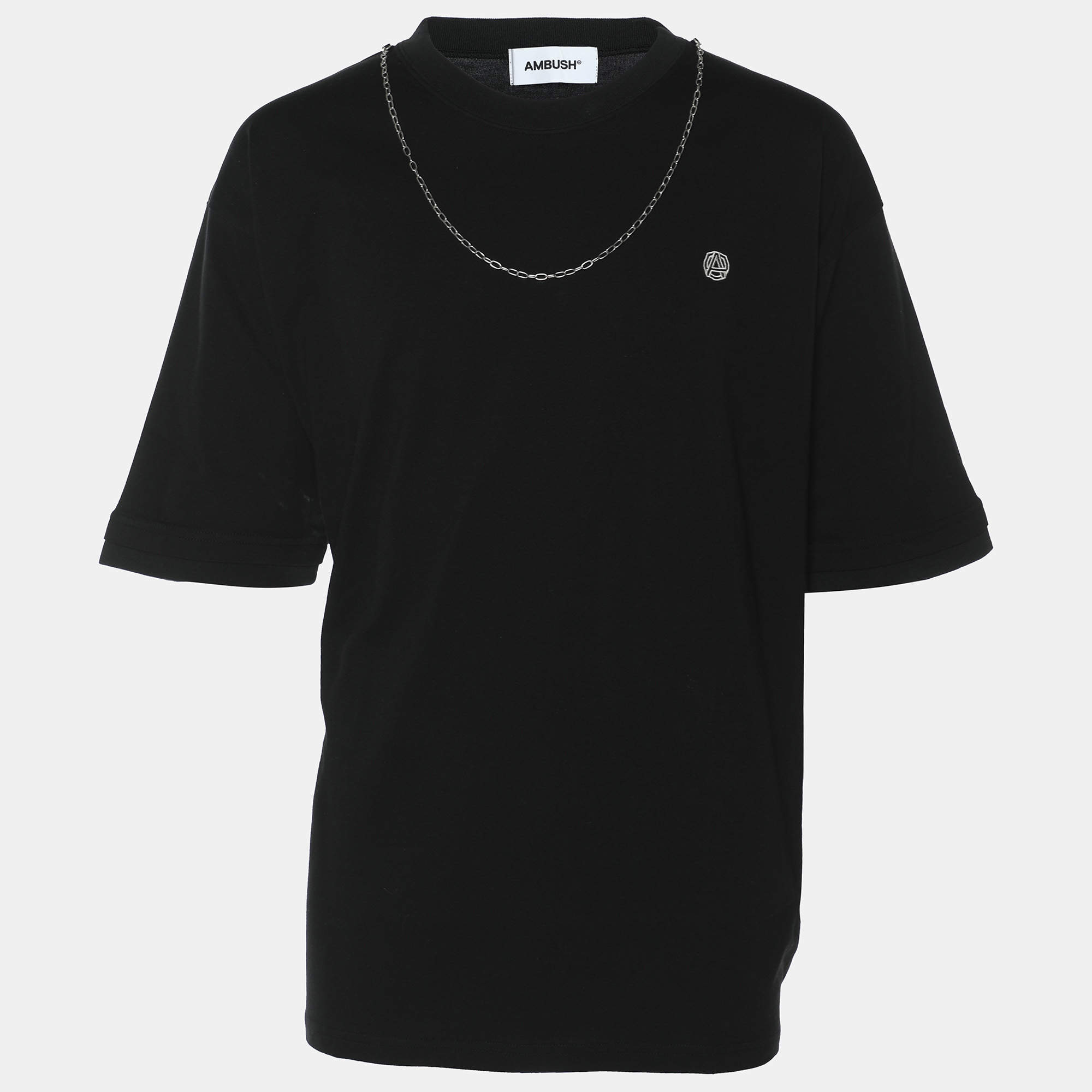 Pre Owned Ambush Black Jersey Logo Emroidered T-Shirt L
