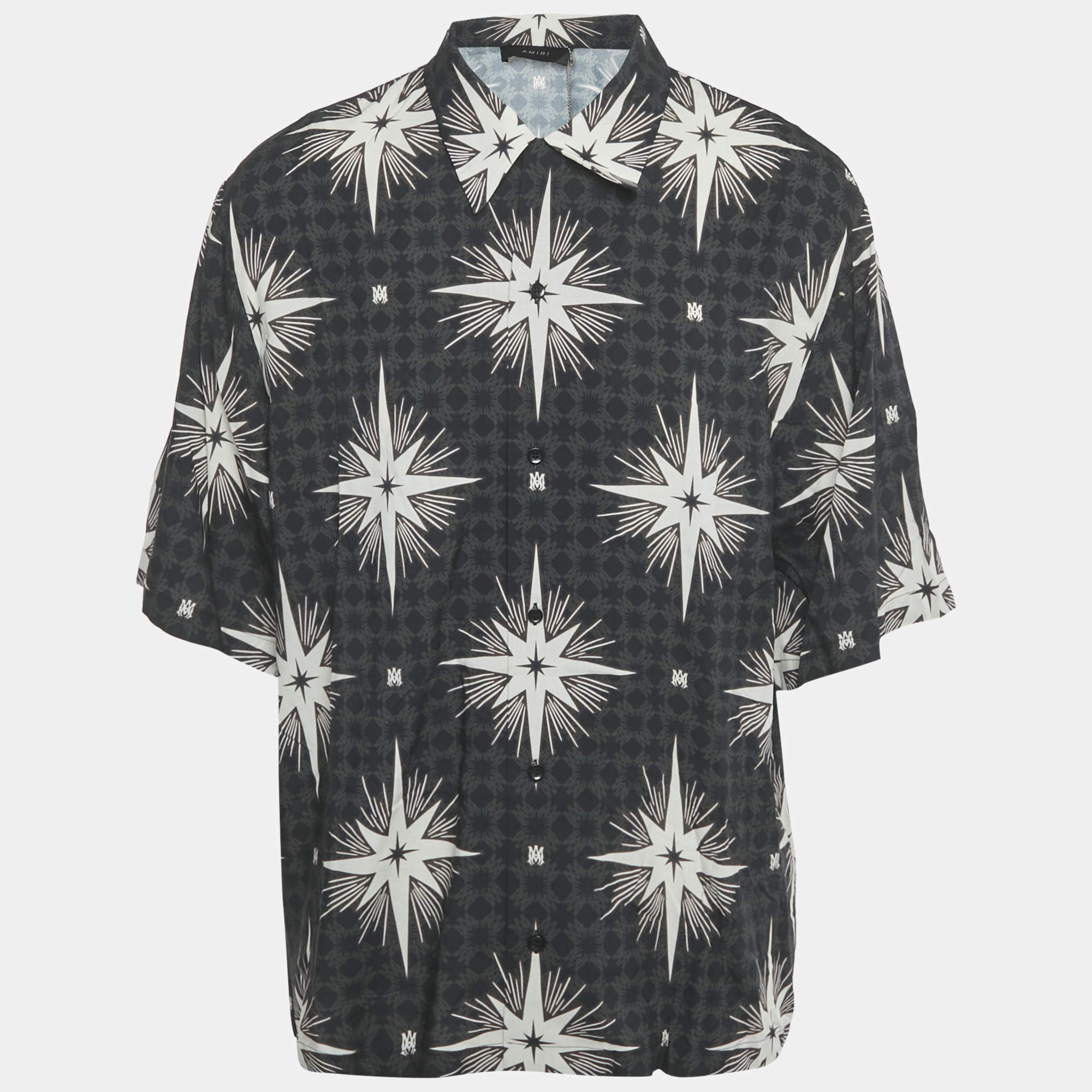 Pre Owned Amiri Starburst Print Crepe Button Front Camp Shirt XXL