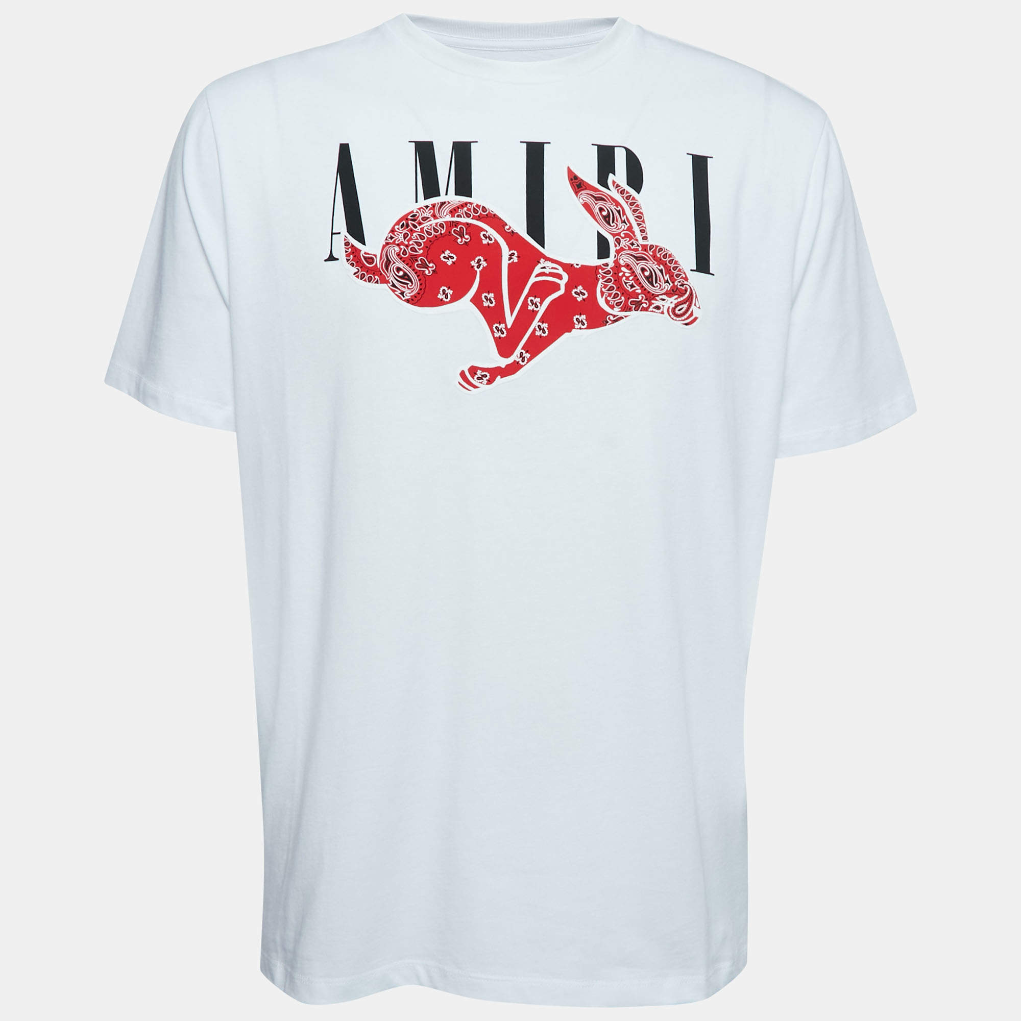 Amiri Black Cotton Bandana Rabbit Logo T-Shirt L