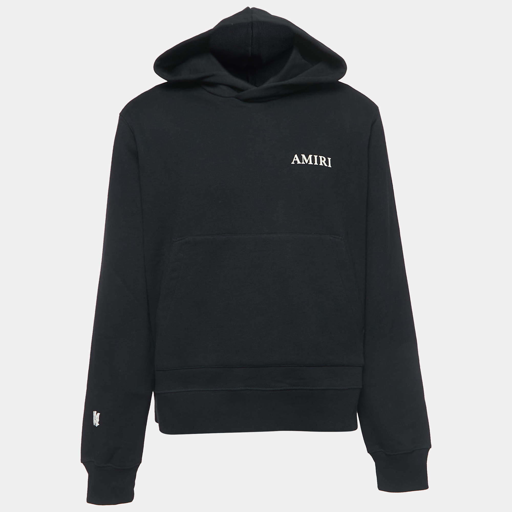 Amiri Black Cotton Logo Print Hoodie S TLC