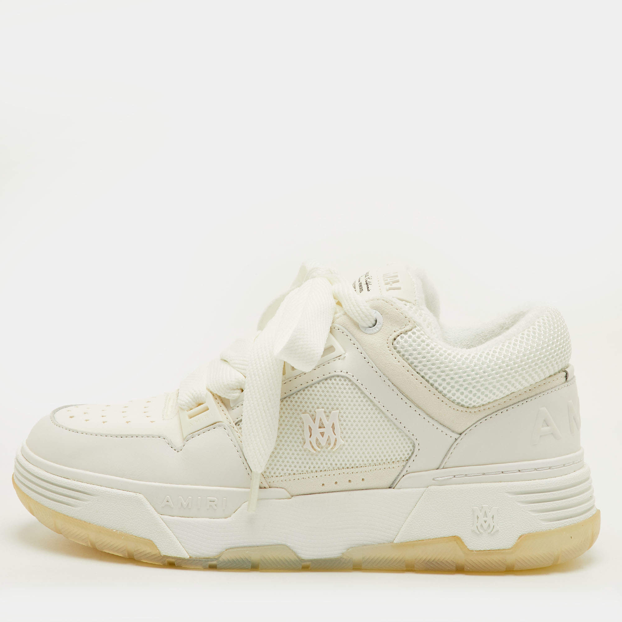 مملوكة مسبقًا Amiri MA-1 Size 42 White Leather, Mesh and Suede Lace Up Sneakers
