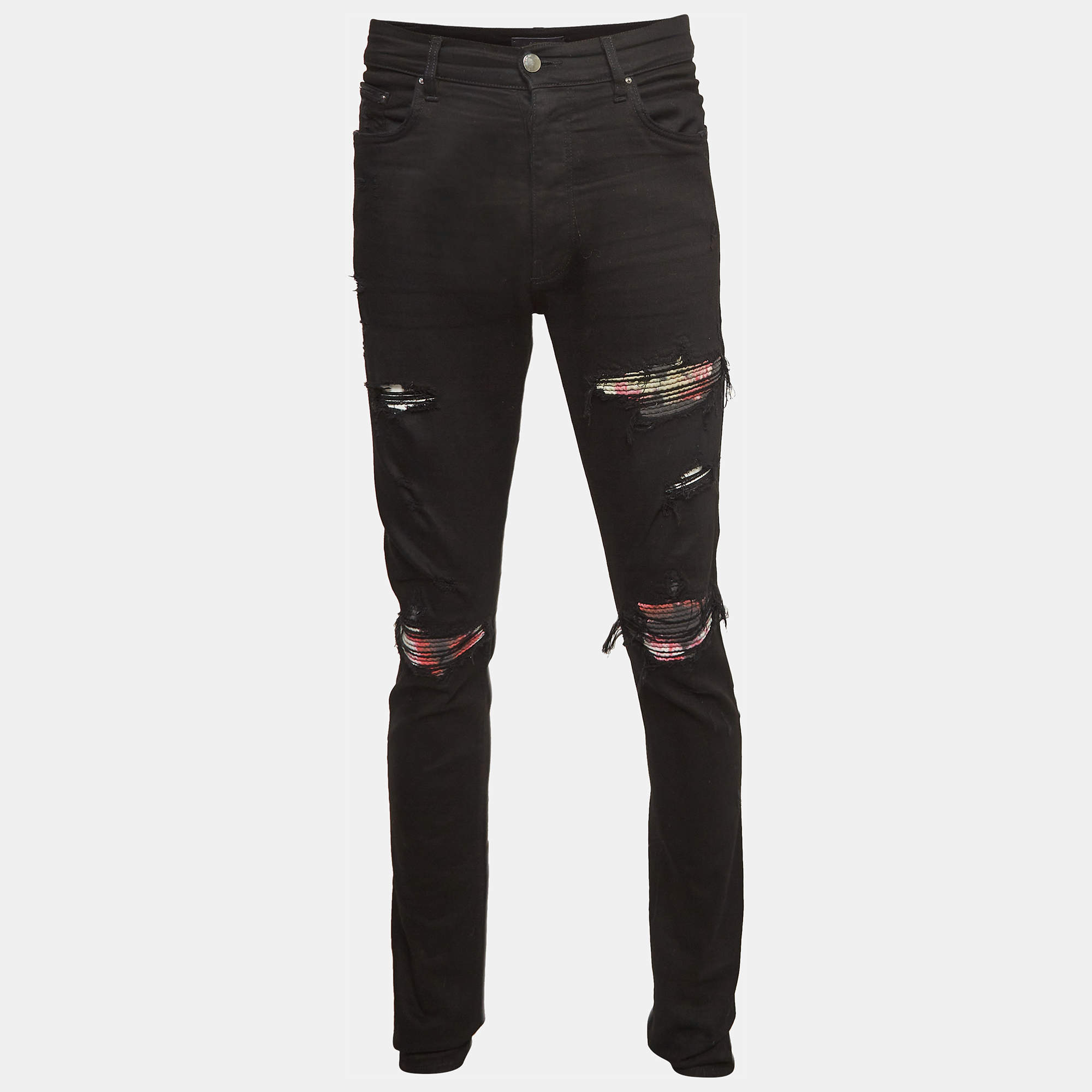 Amiri Black Distressed Denim Slim Fit Jeans M | eBay