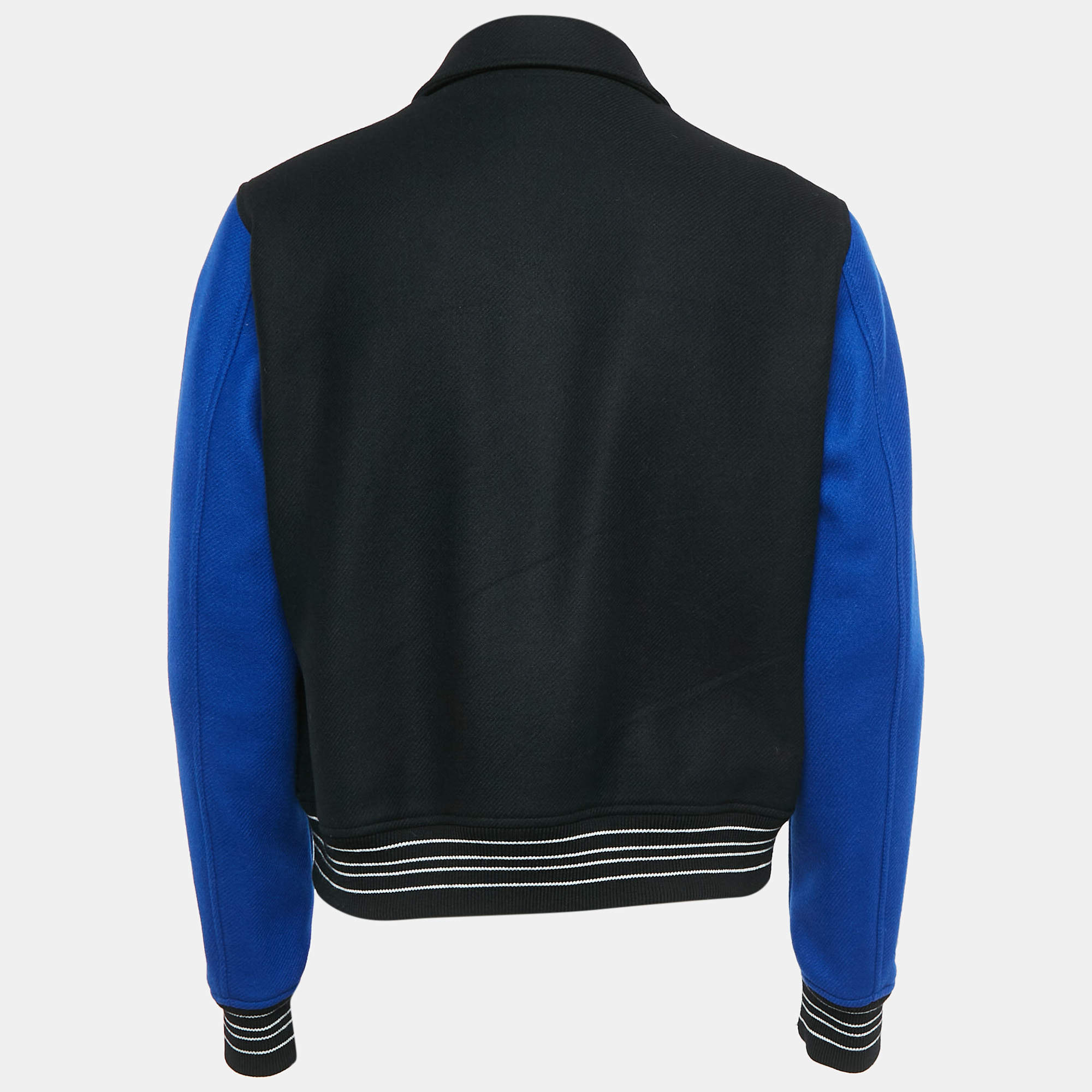 Pre Owned Amiri Black/Blue Wool Blend Bones Varsity Jacket M