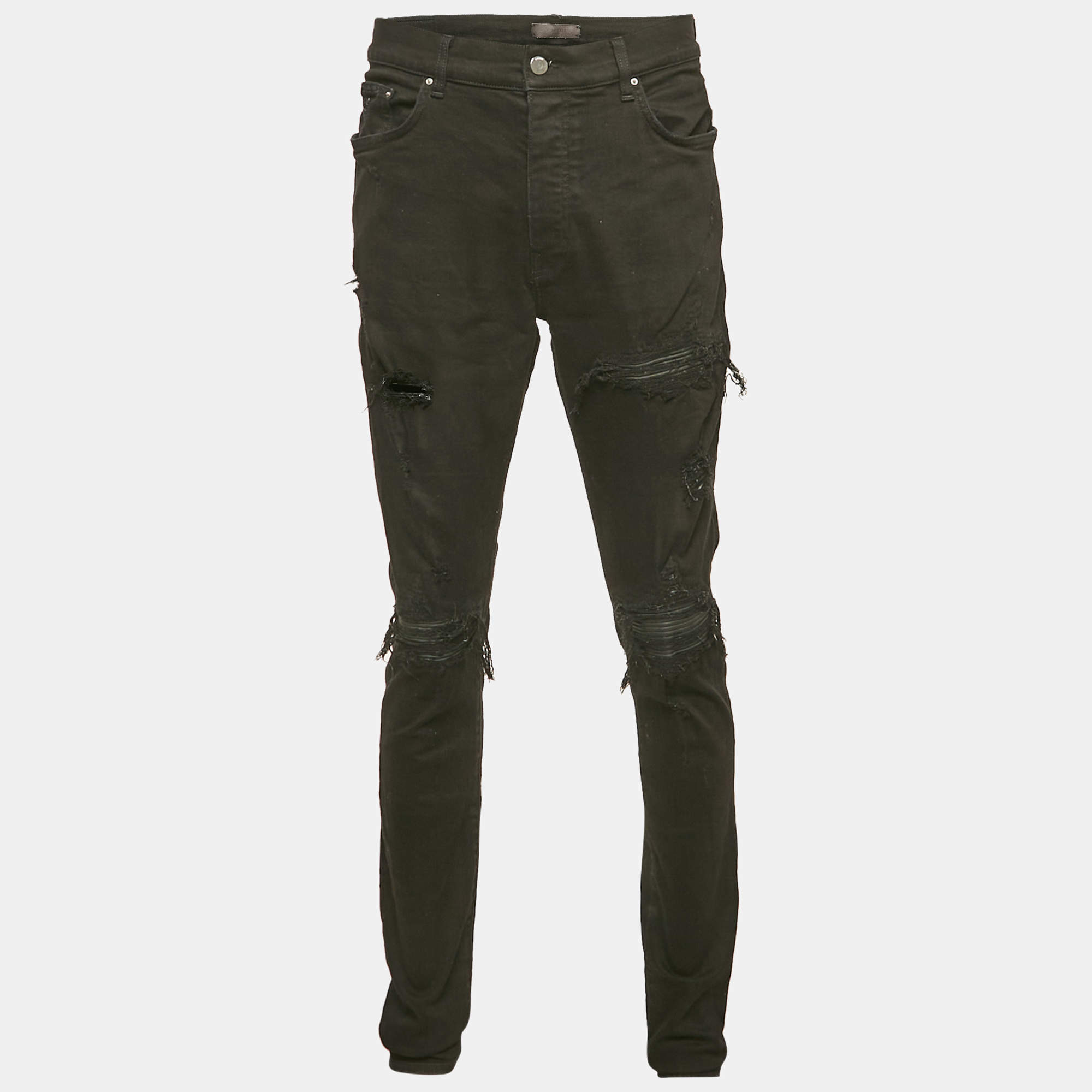 Amiri Black Denim Distressed Skinny Jeans XXL Waist 36"