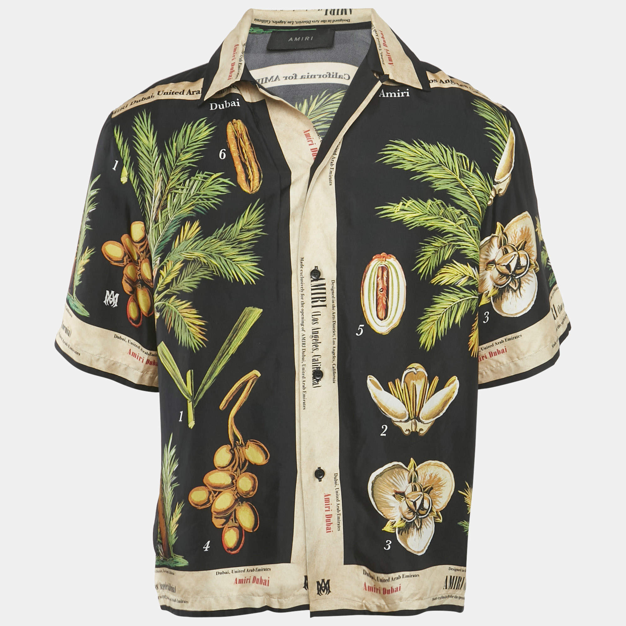 Pre Owned Amiri Black Dubai Palm Tree Capsule Silk Cuban Shirt M