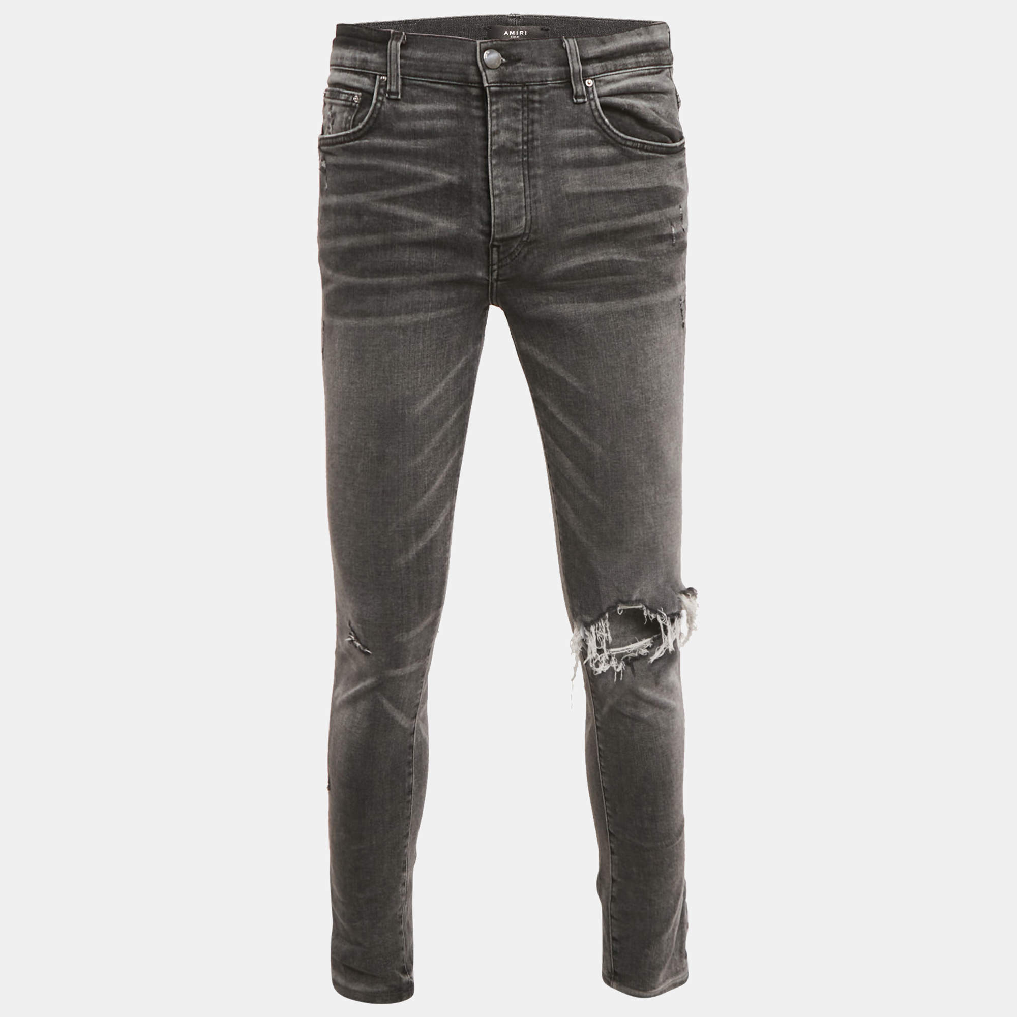 مملوكة مسبقًا بنطلون جينز ضيق دنيم مغسول رمادي إميري مقاس متوسط (ميديم) خصر 32 بوصة