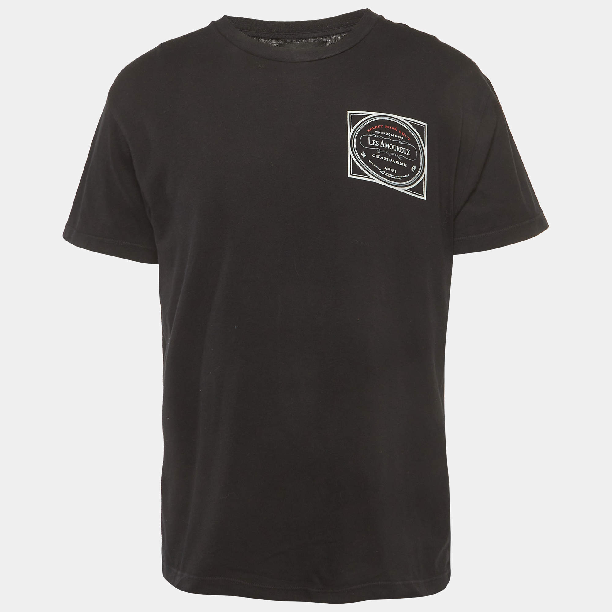 Pre Owned تي شيرت اميري قطن محبوك بتصميم طلاء أبيض مقاس متوسط