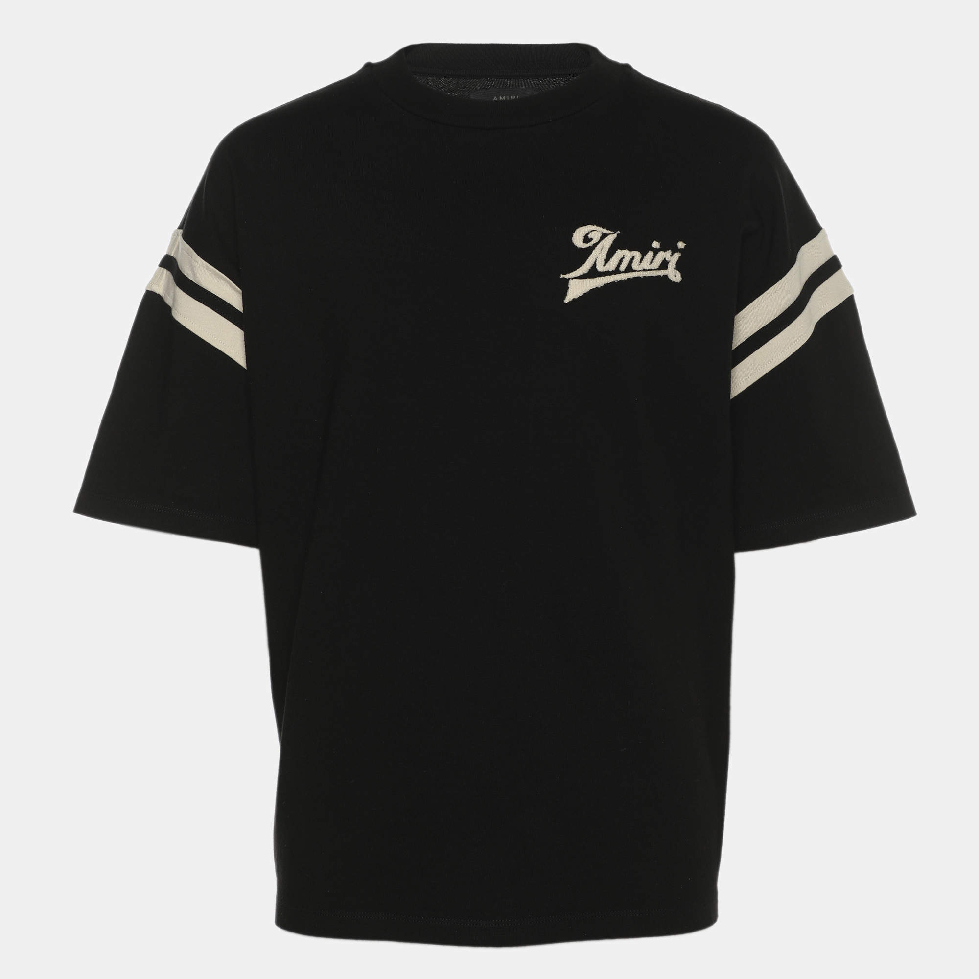 Pre Owned Amiri Black Jersey Logo Embroidered T-Shirts M