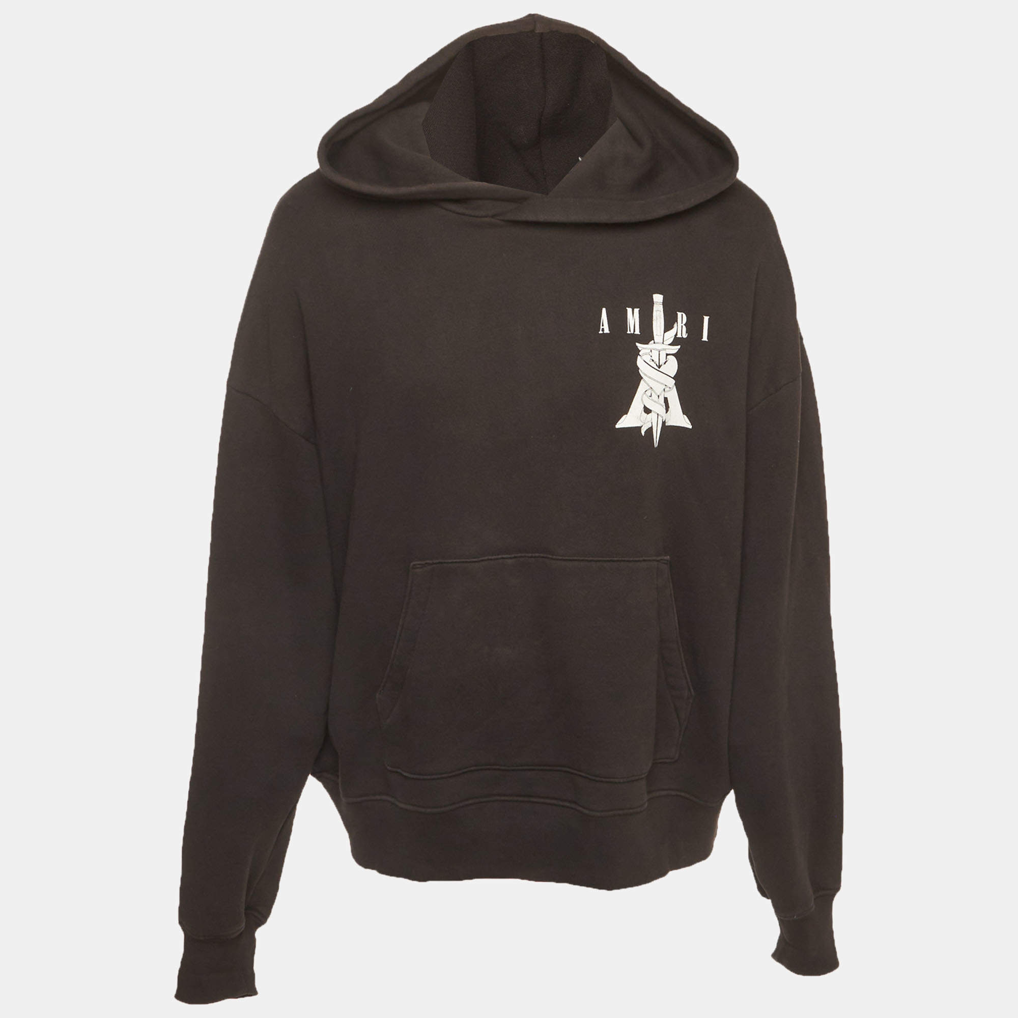 Pre Owned Amiri Black Dagger Graphic Jersey Hoodie S